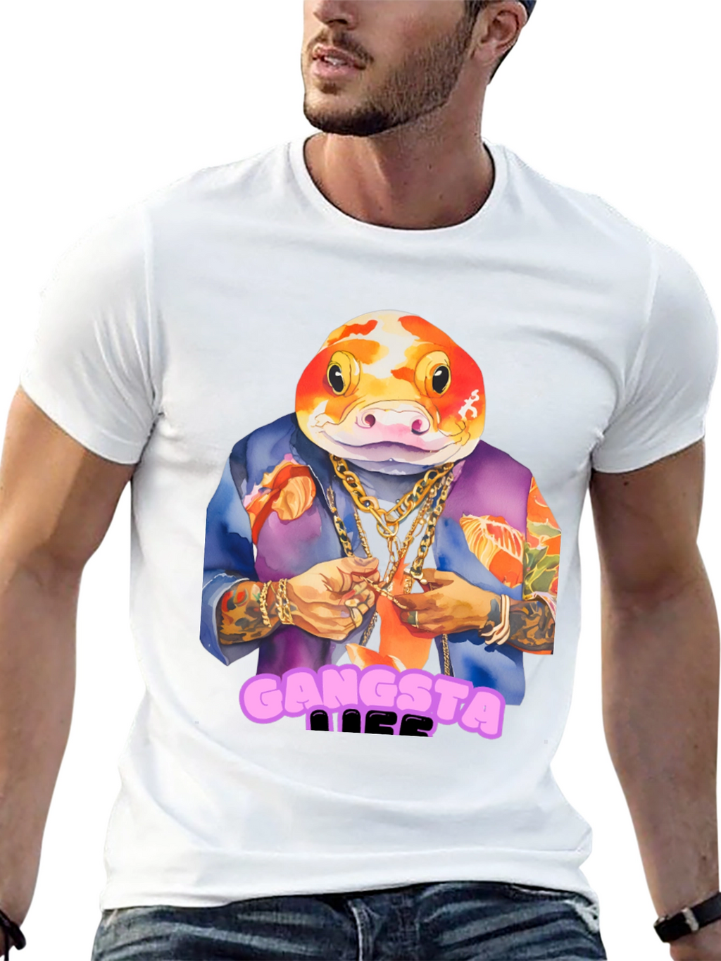Gangsta Fish T-Shirt - Unique Graphic Tee