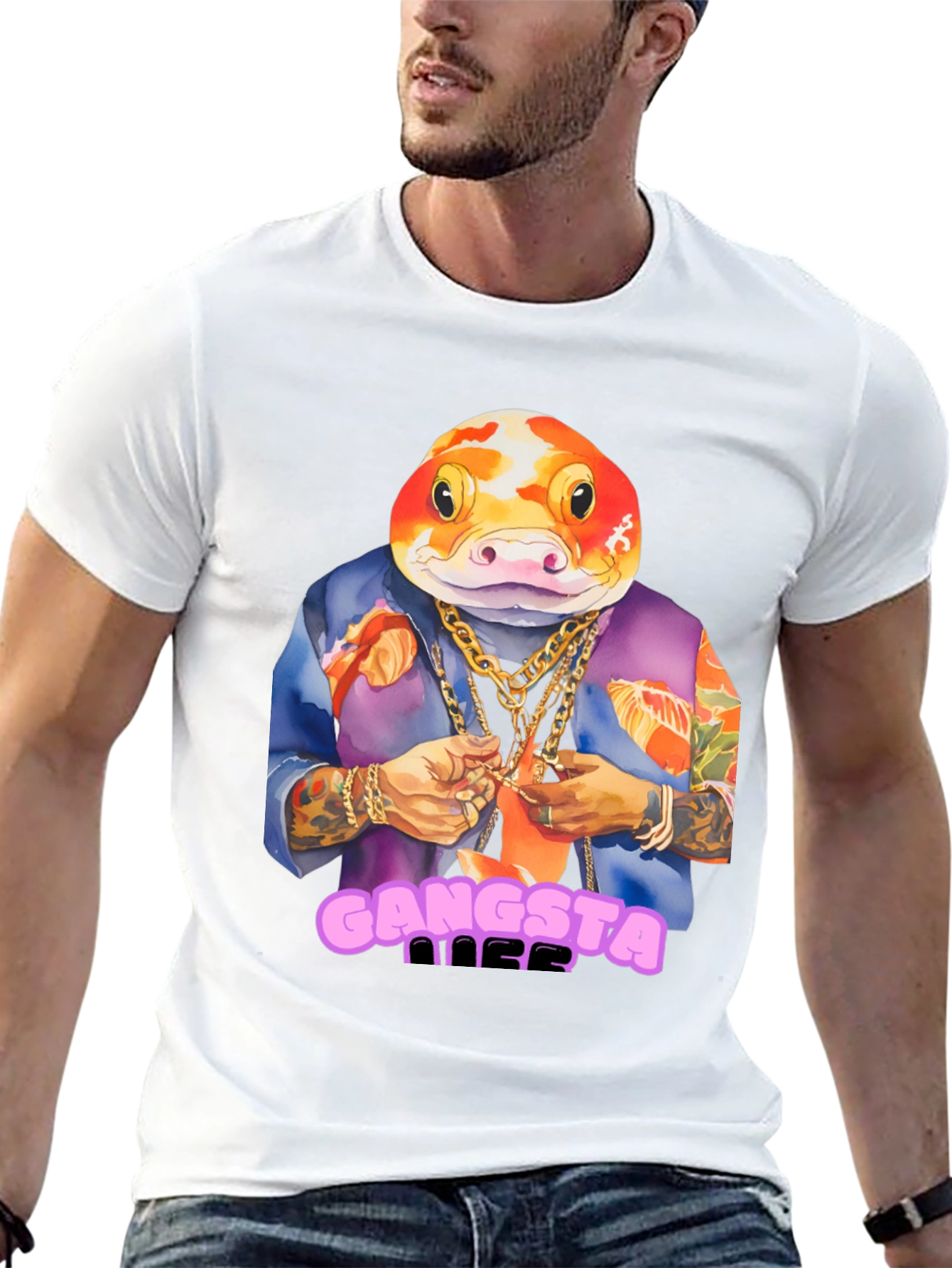 Gangsta Fish T-Shirt - Unique Graphic Tee