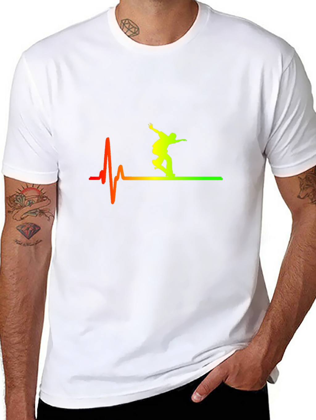 Skateboarding Heartbeat T-Shirt - Cool Graphic Tee