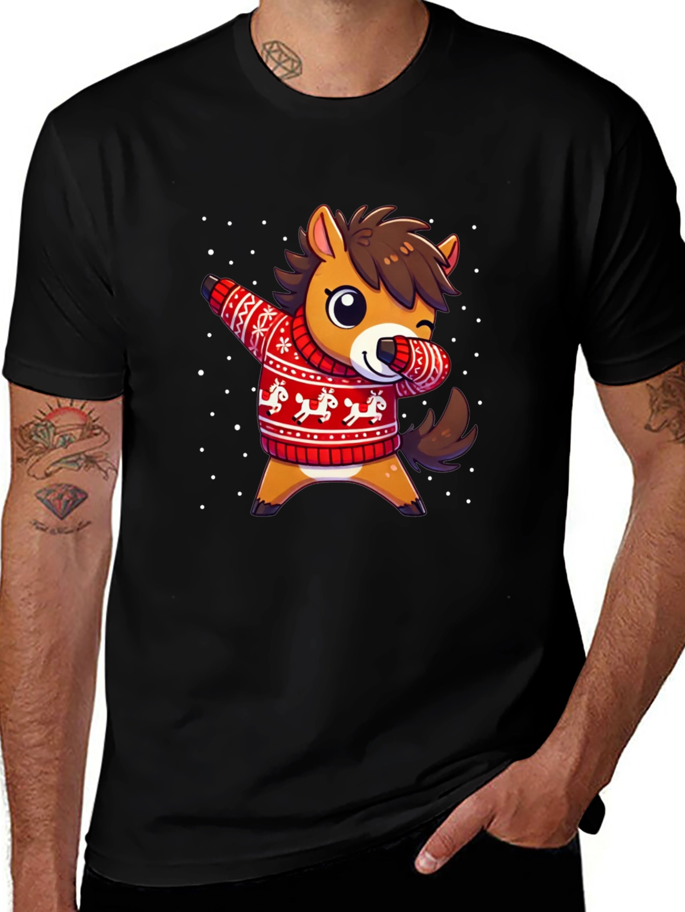 Dabbing Horse Christmas Sweater T-Shirt