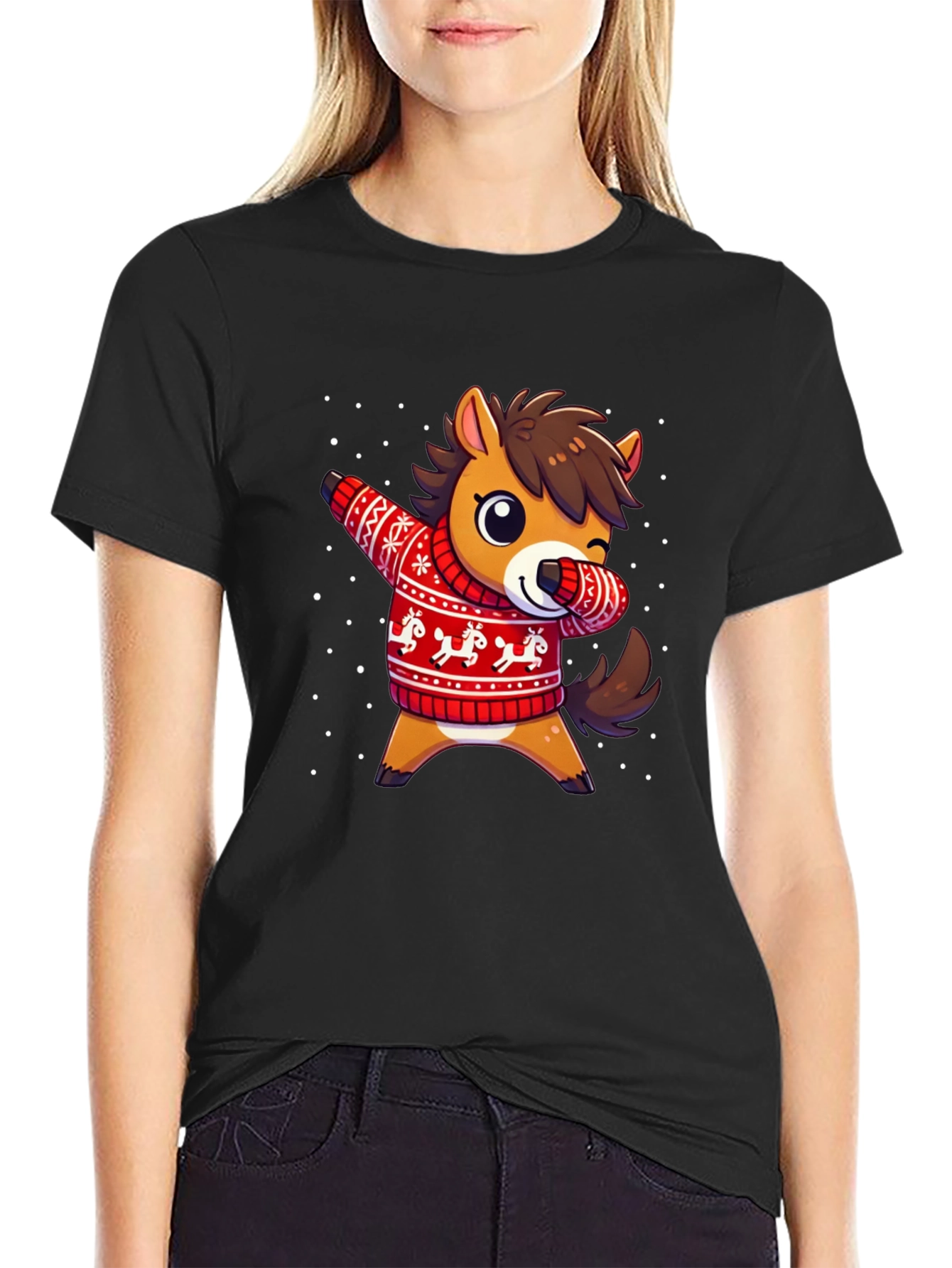 Dabbing Horse Christmas Sweater T-Shirt