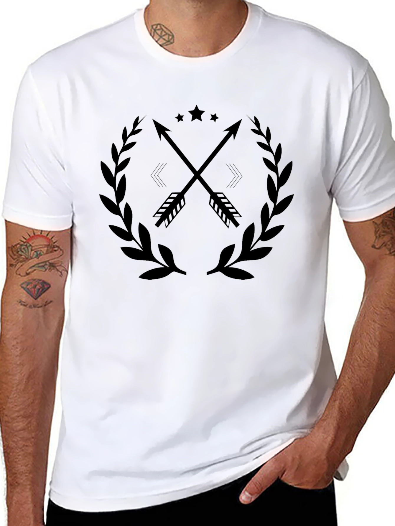Arrow & Laurel Graphic Tee - Stylish Black Shirt