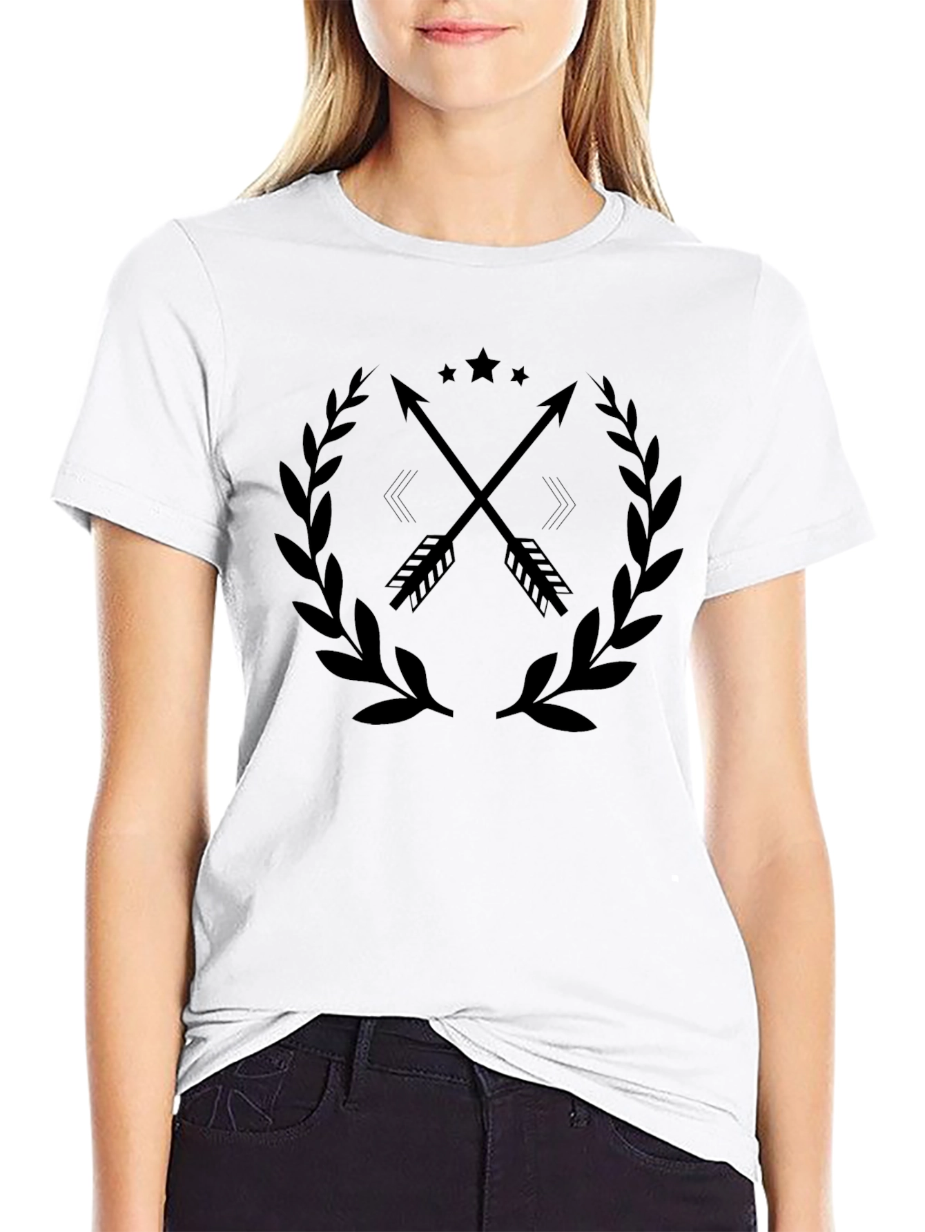 Arrow & Laurel Graphic Tee - Stylish Black Shirt