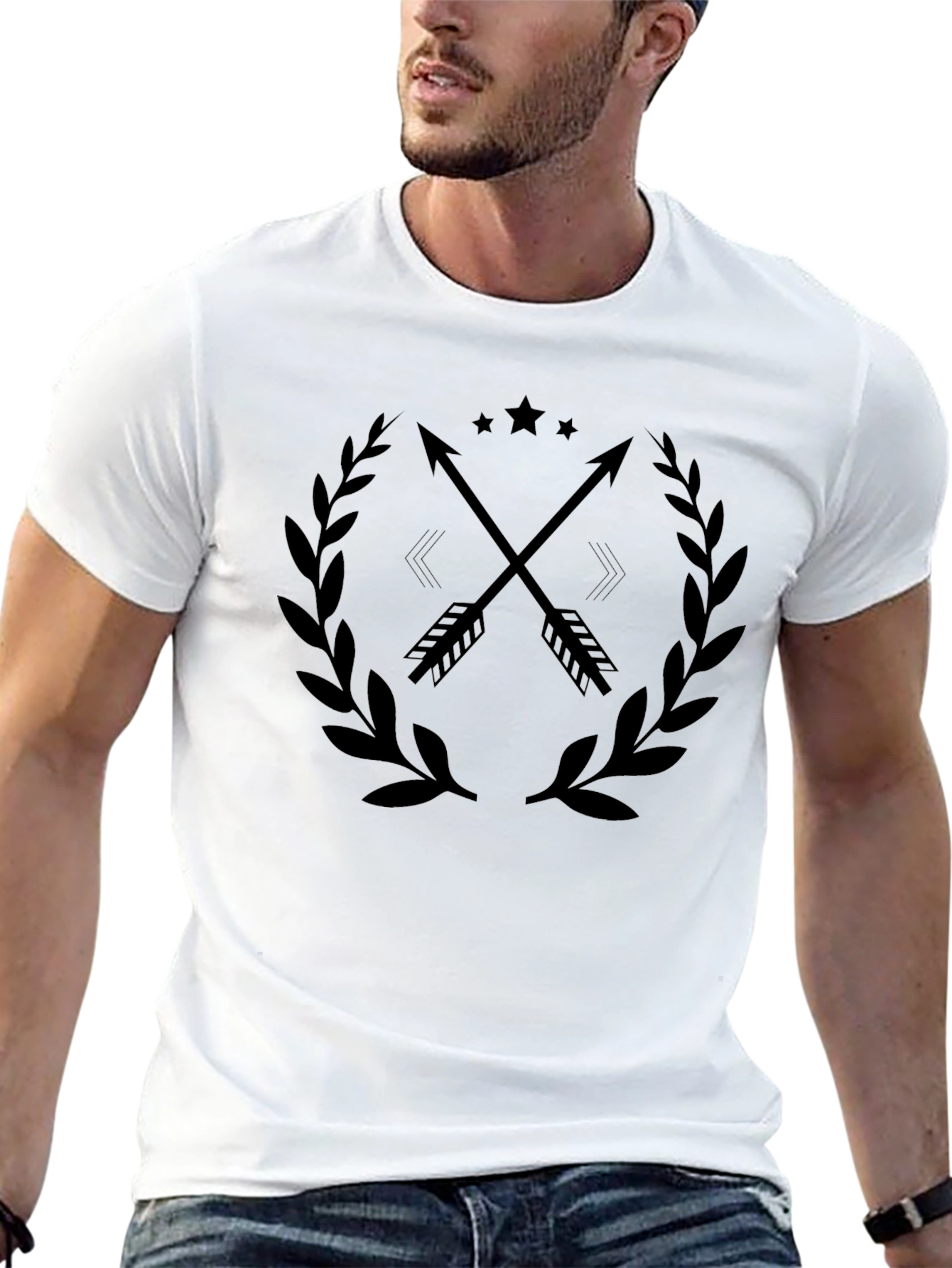 Arrow & Laurel Graphic Tee - Stylish Black Shirt