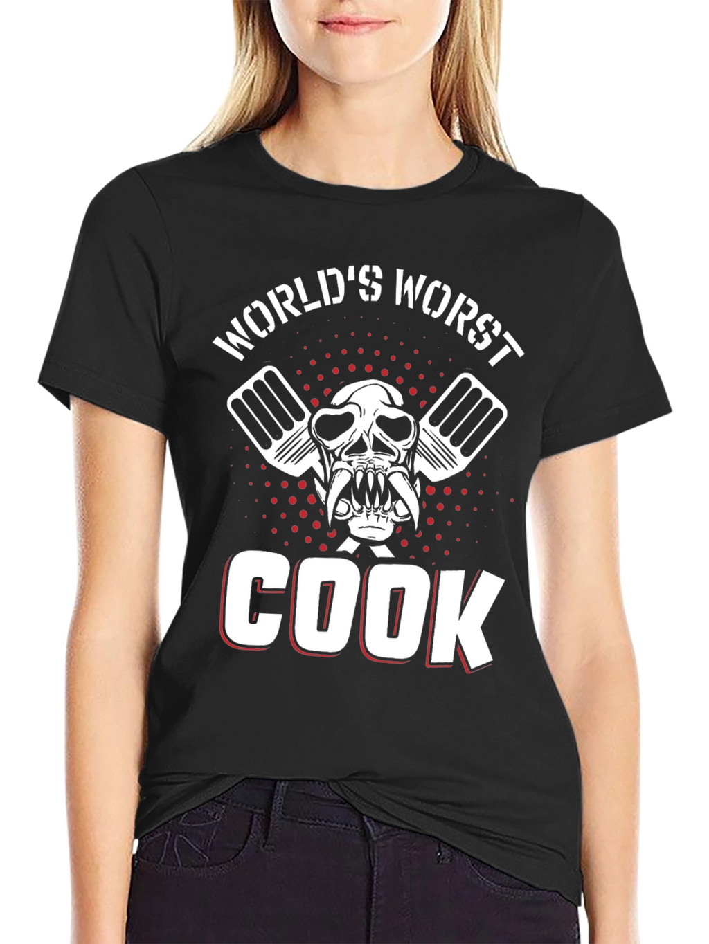 Worlds Worst Cook Skull Graphic T-Shirt