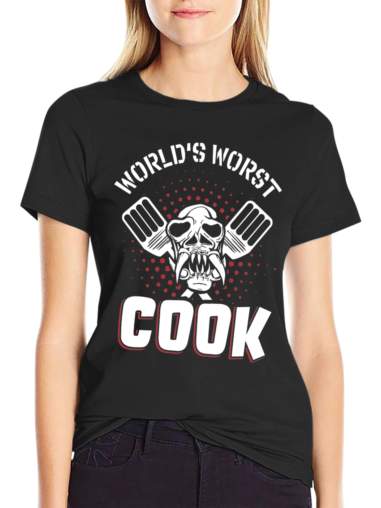 Worlds Worst Cook Skull Graphic T-Shirt