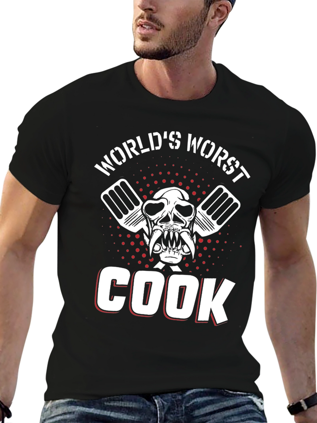 Worlds Worst Cook Skull Graphic T-Shirt
