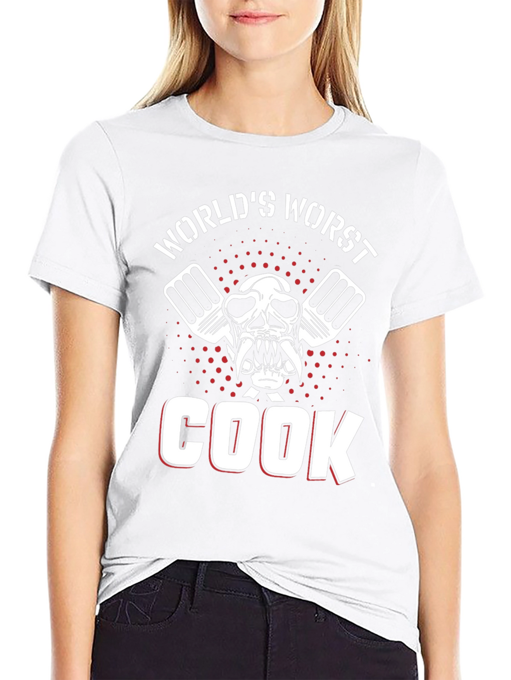 Worlds Worst Cook Skull Graphic T-Shirt