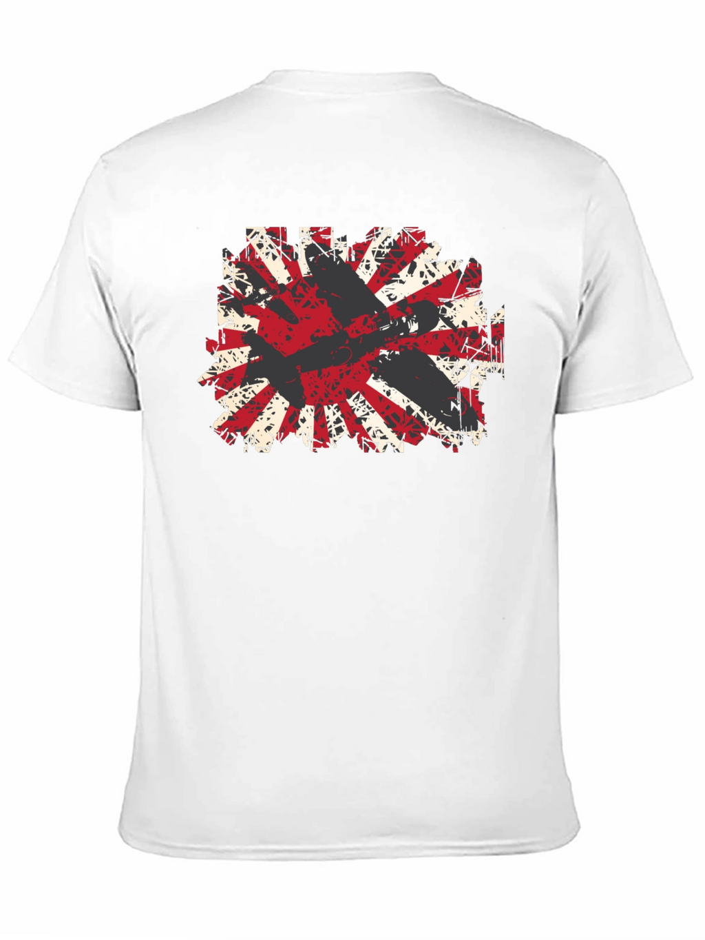 Distressed Rising Sun Graphic Tee - Black Cotton Blend