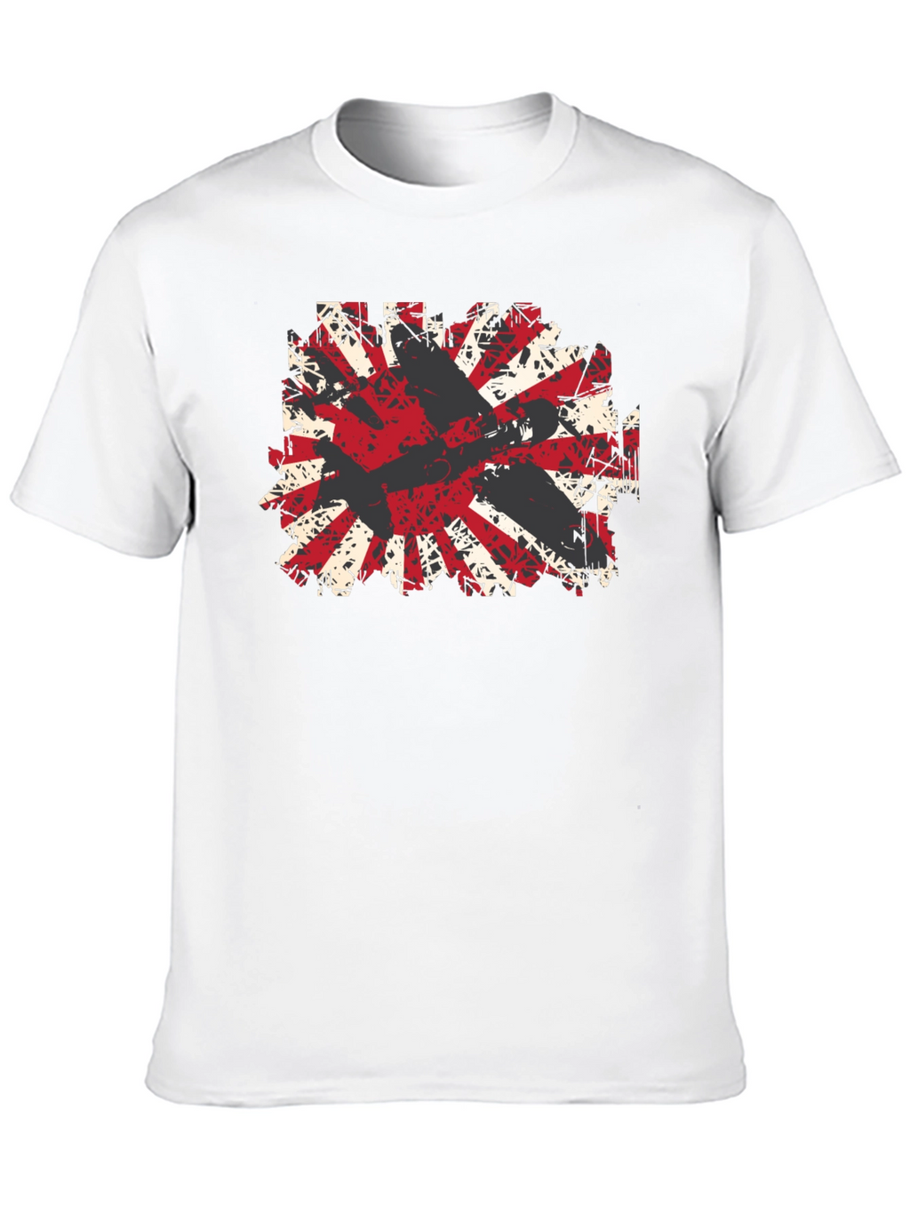 Distressed Rising Sun Graphic Tee - Black Cotton Blend