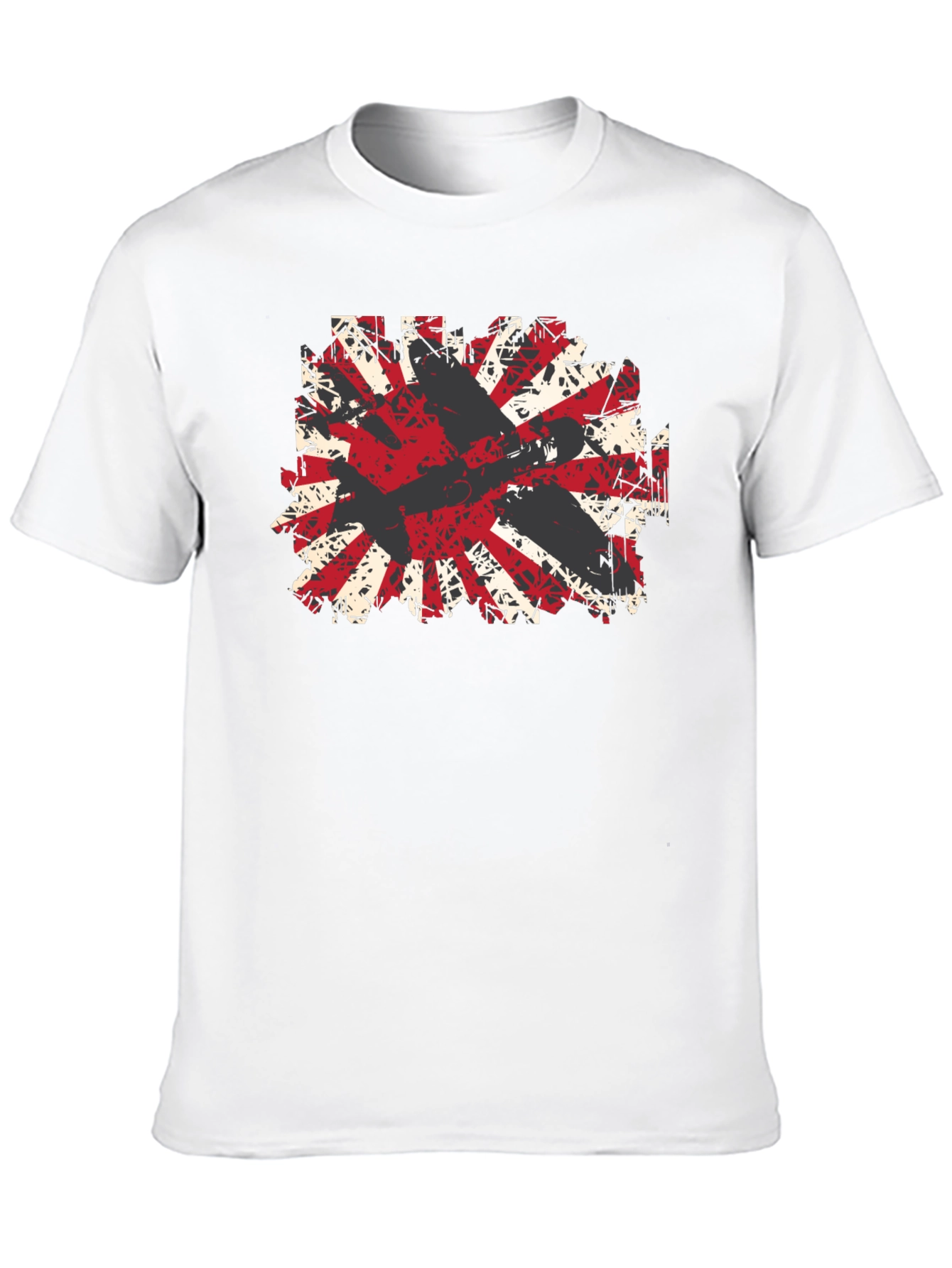 Distressed Rising Sun Graphic Tee - Black Cotton Blend