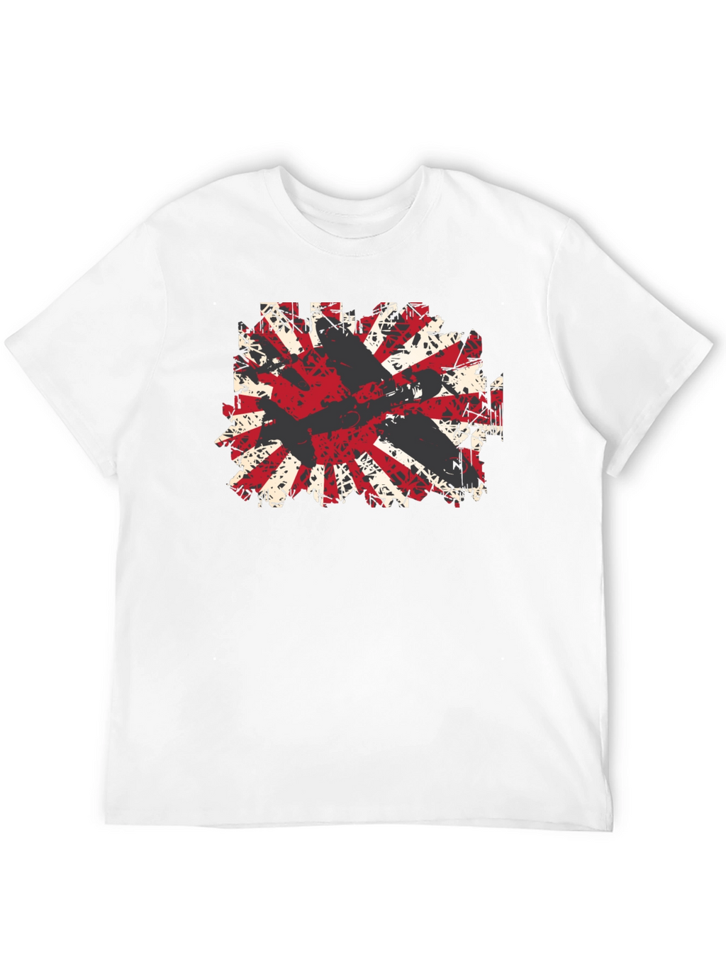 Distressed Rising Sun Graphic Tee - Black Cotton Blend