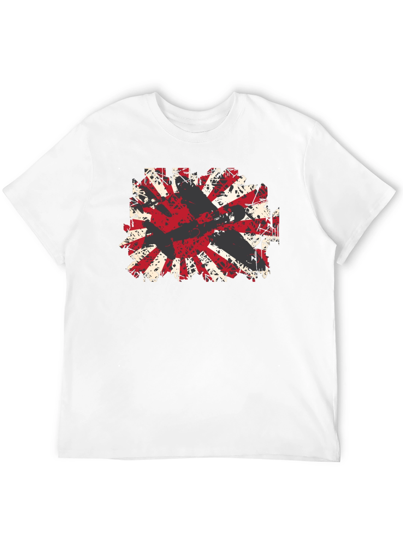 Distressed Rising Sun Graphic Tee - Black Cotton Blend