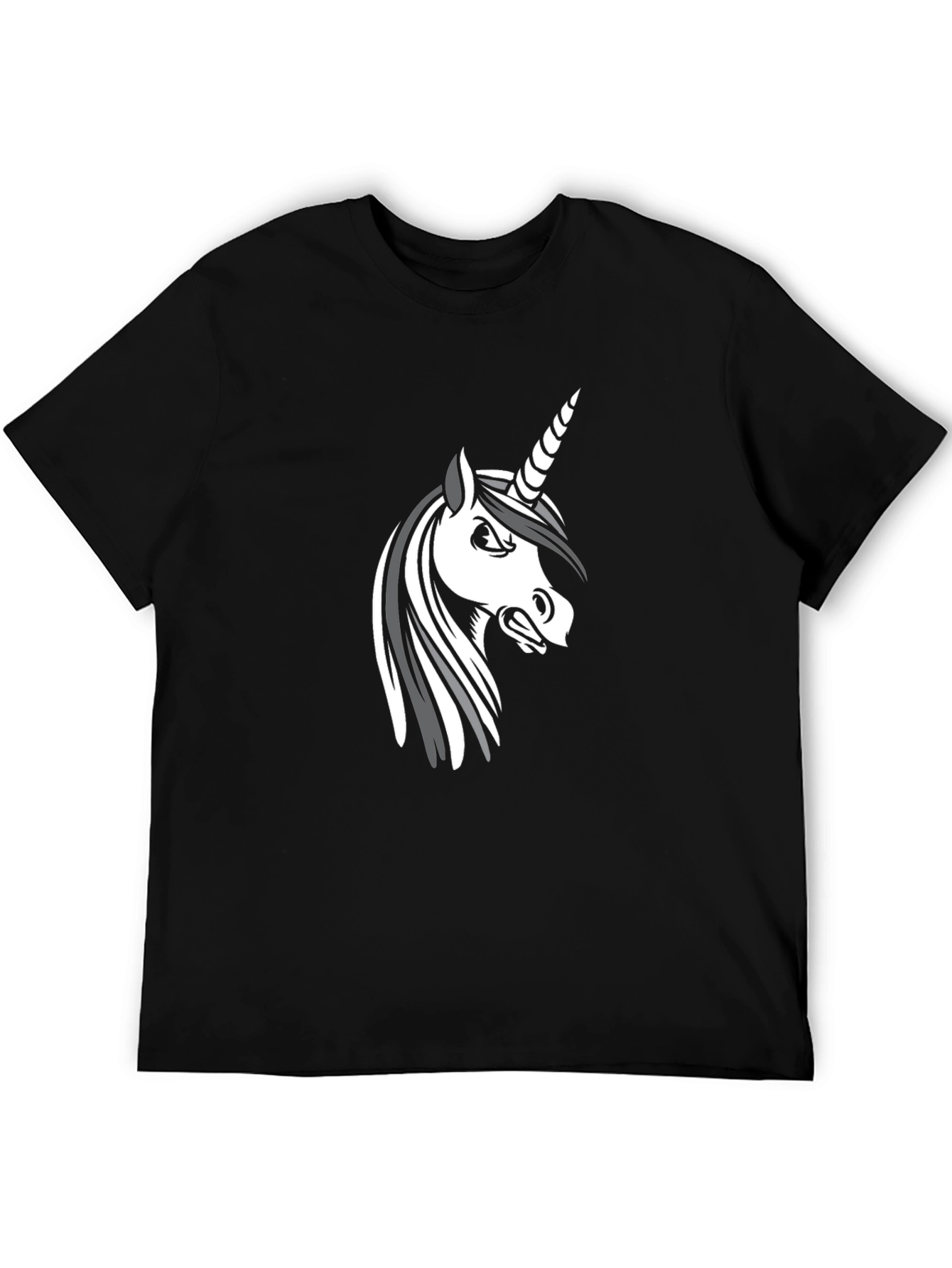 Angry Unicorn Graphic Tee - Black Cotton Comfort