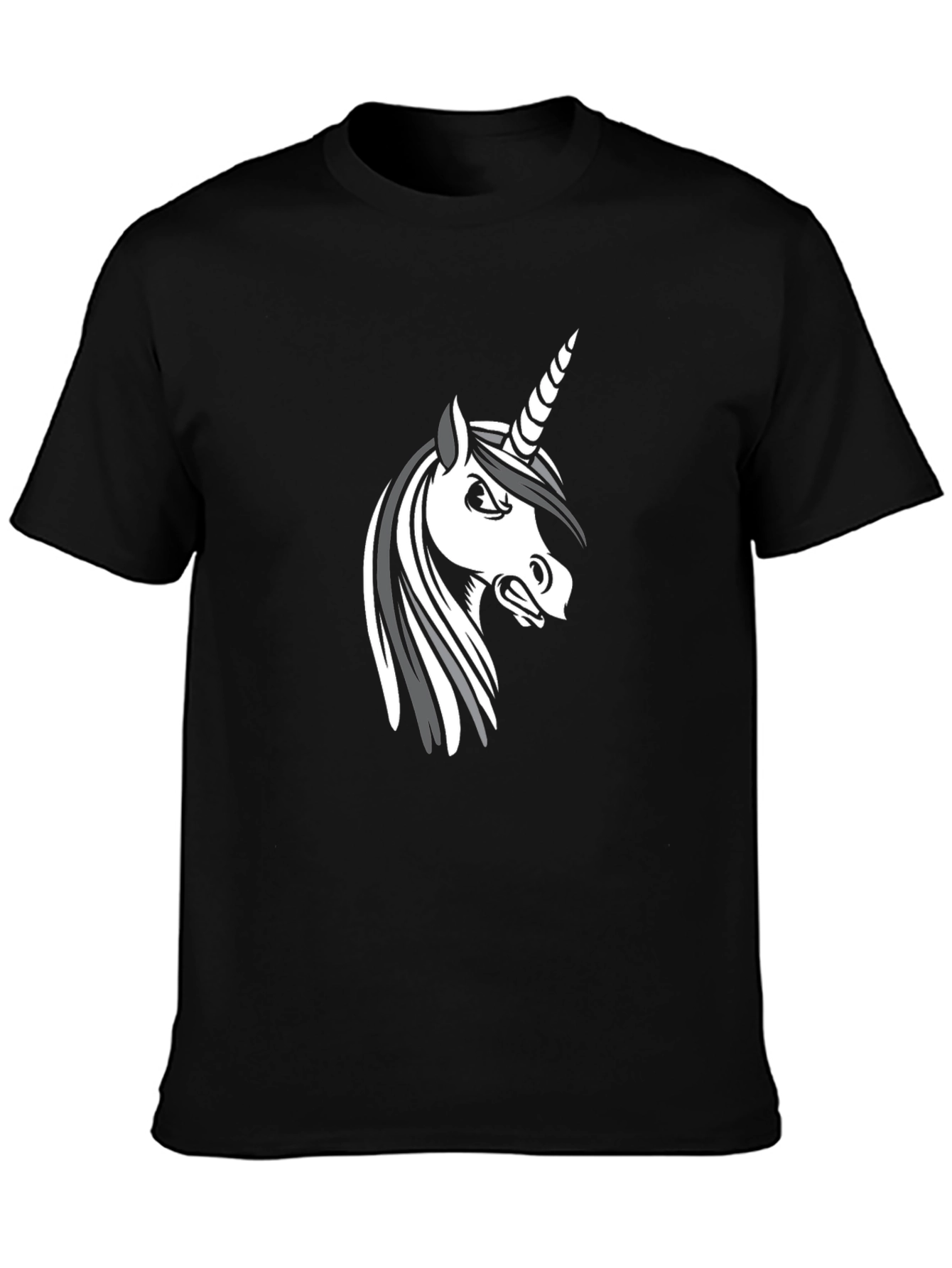 Angry Unicorn Graphic Tee - Black Cotton Comfort