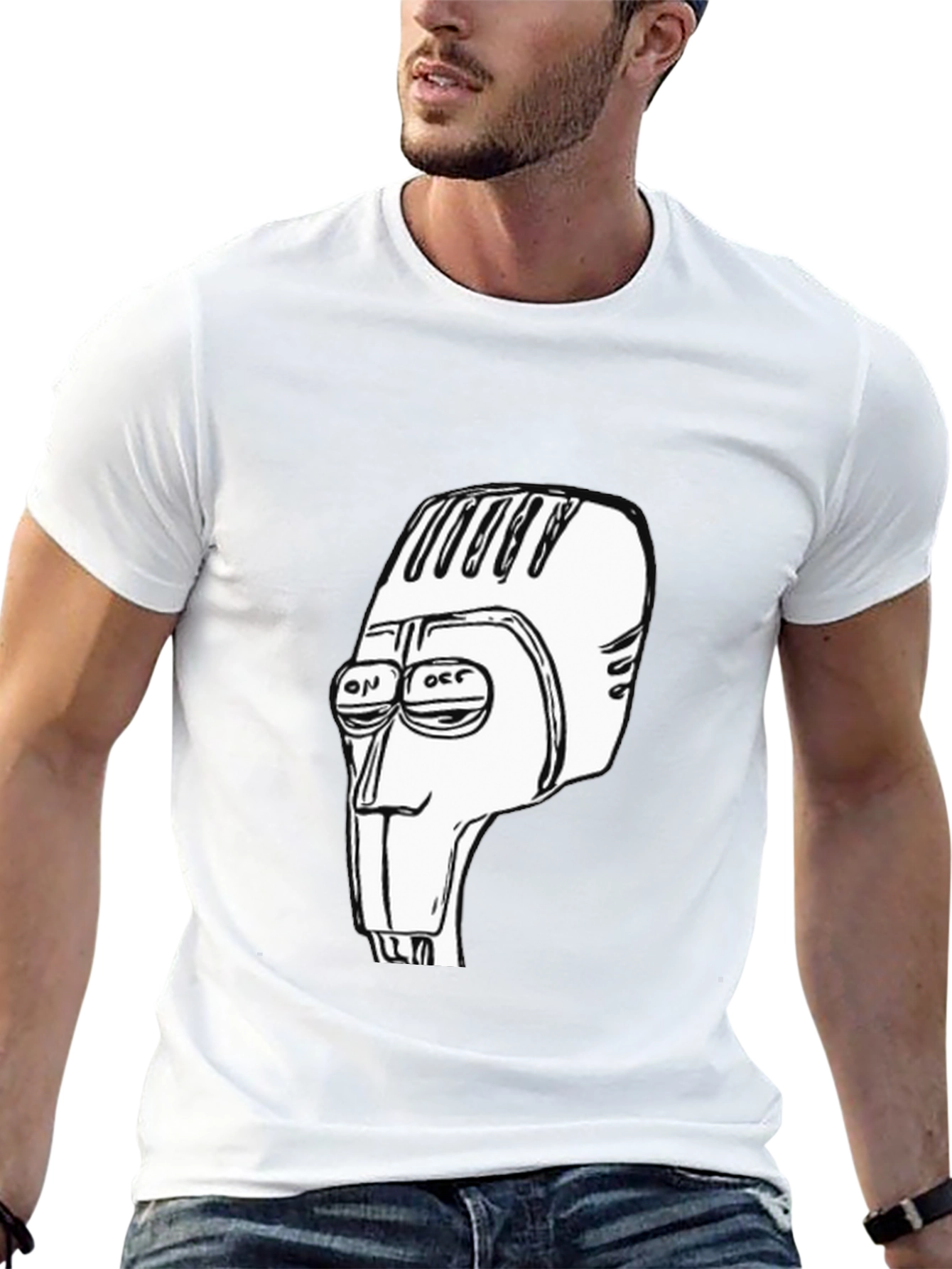 Retro Robot Head Graphic Tee - Black