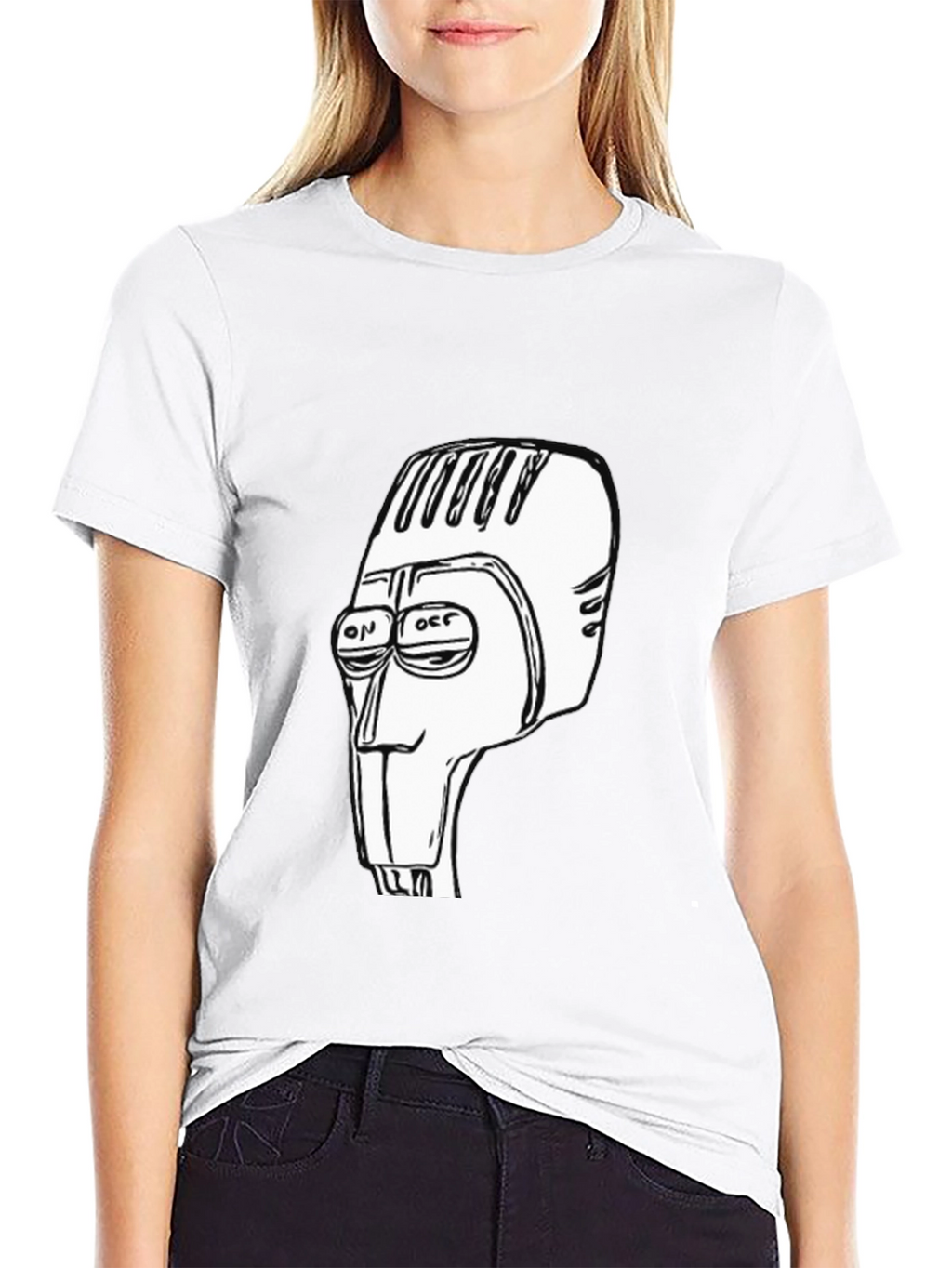 Retro Robot Head Graphic Tee - Black