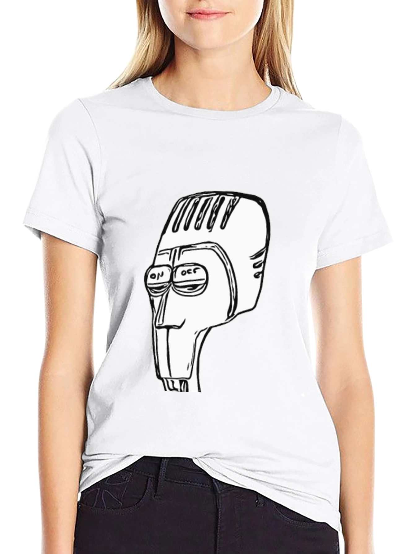 Retro Robot Head Graphic Tee - Black
