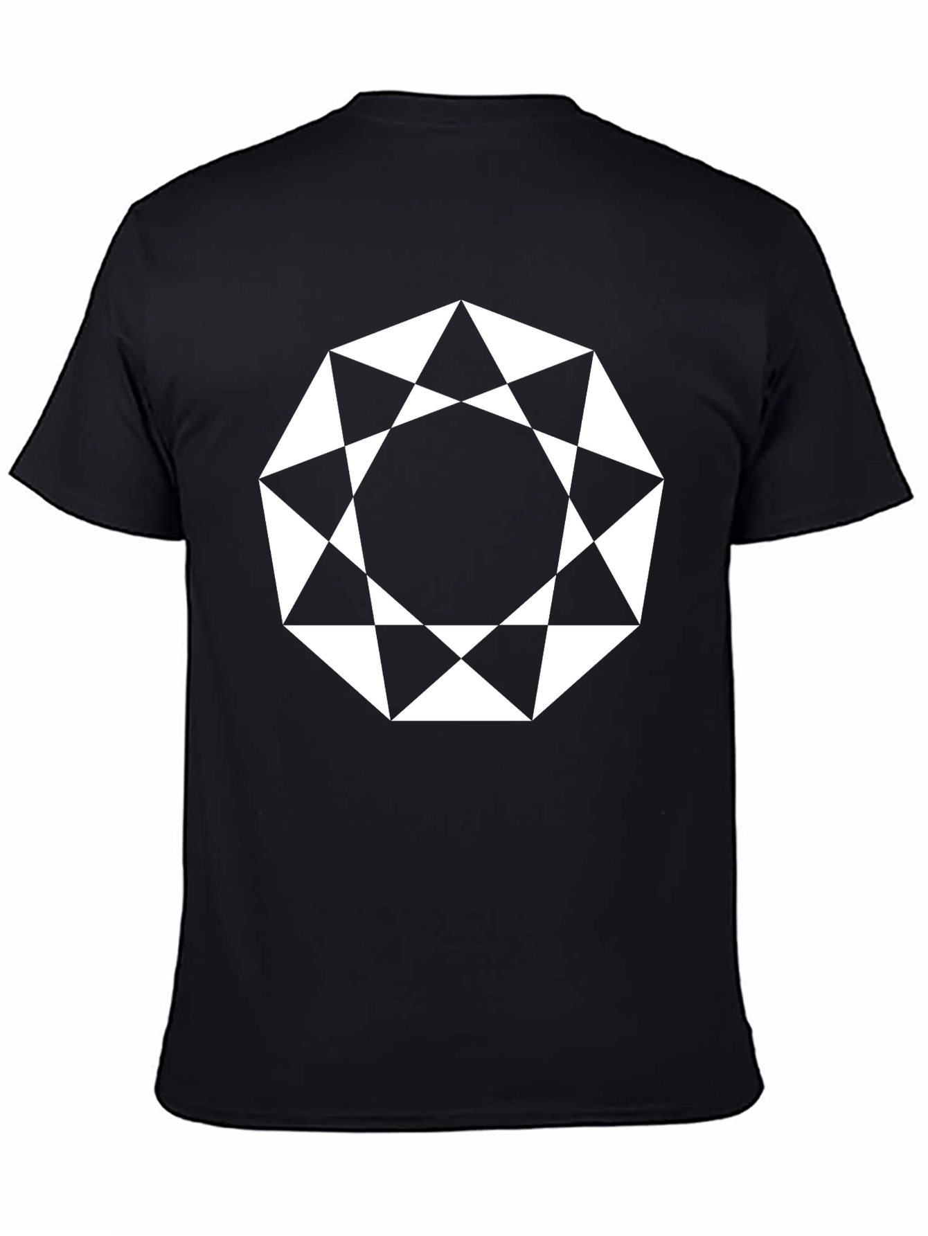 Geometric Octagon Graphic Tee - Modern Black Shirt