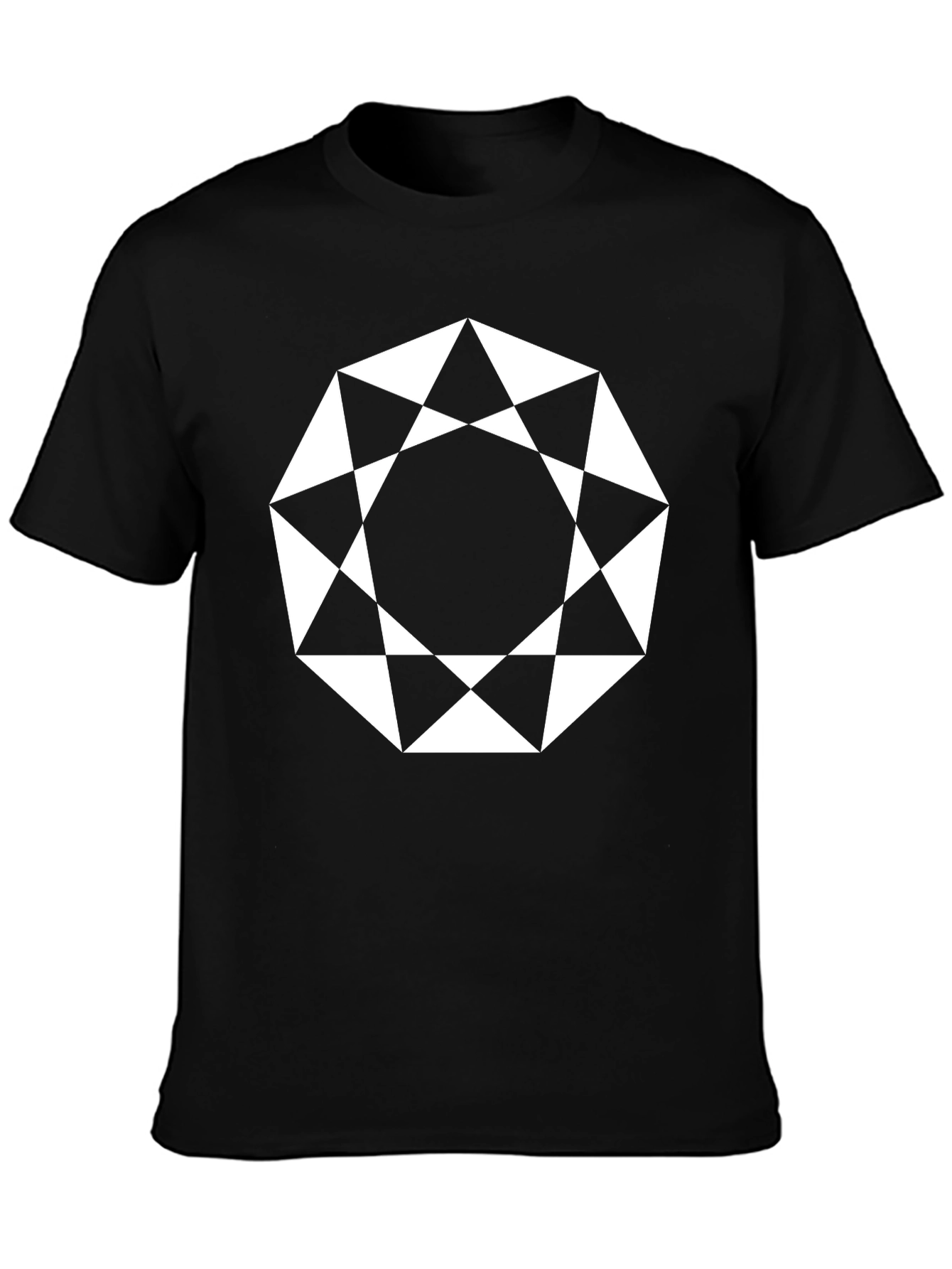 Geometric Octagon Graphic Tee - Modern Black Shirt