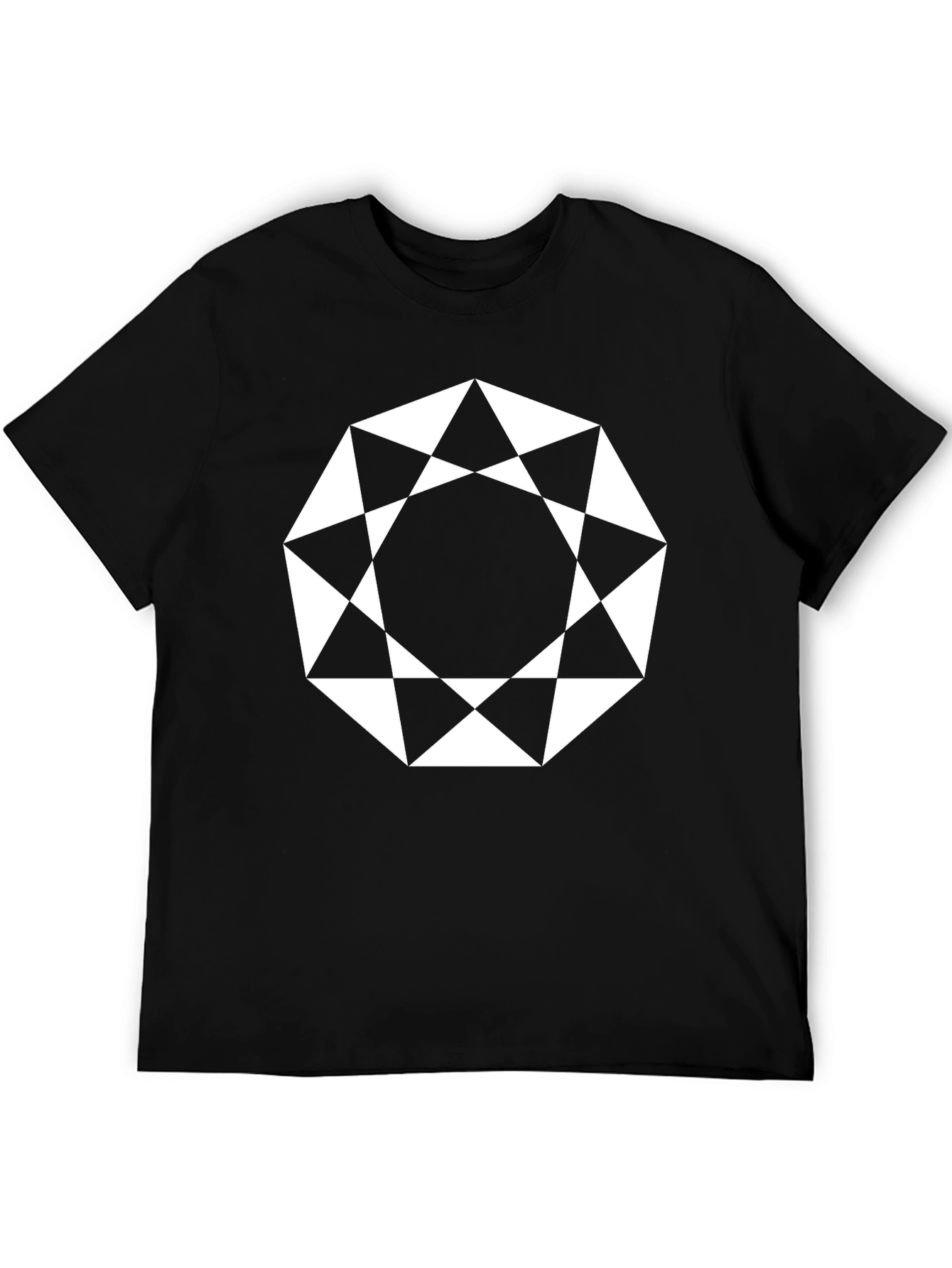 Geometric Octagon Graphic Tee - Modern Black Shirt