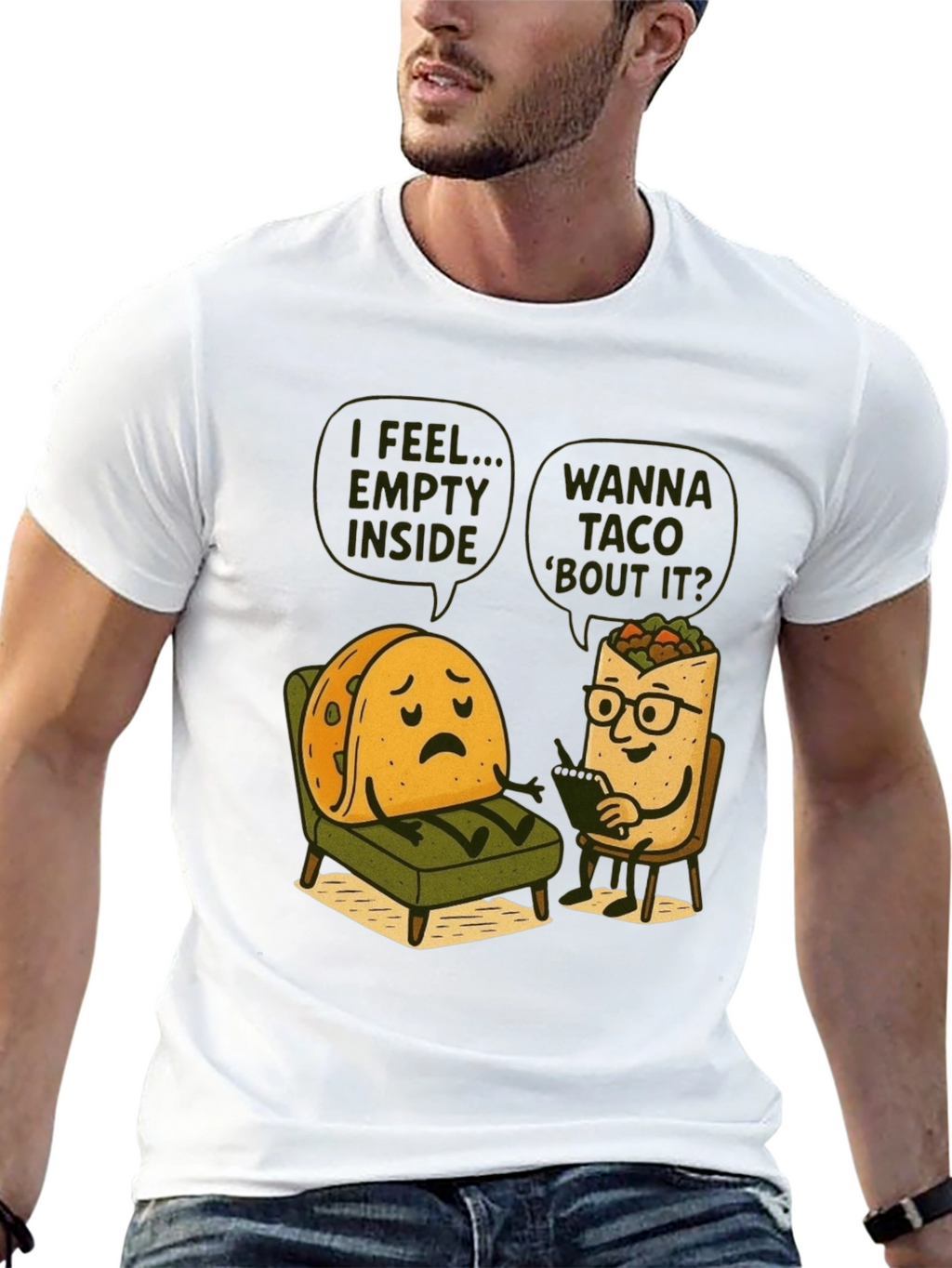 Funny Taco Therapy T-Shirt - Empty Inside