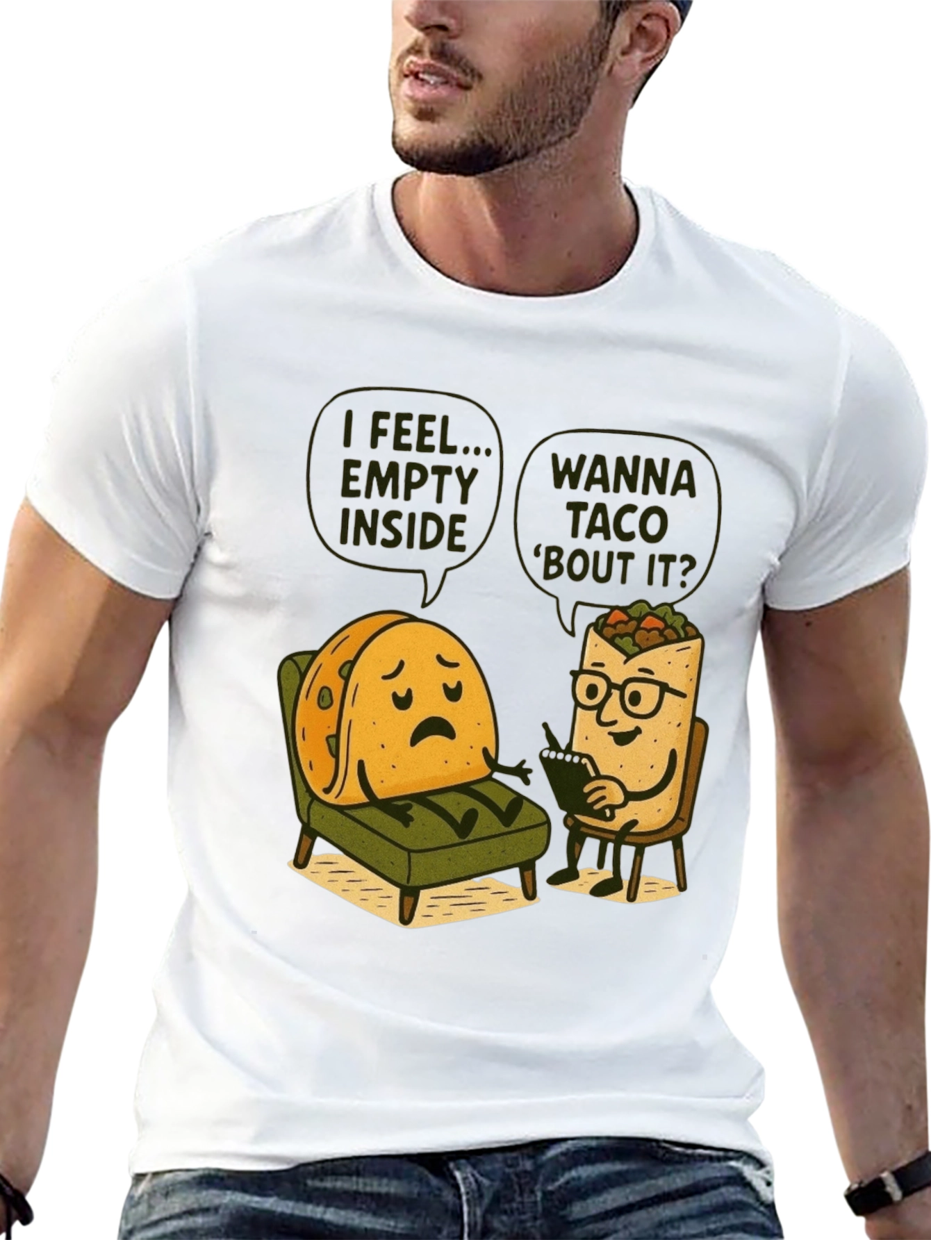 Funny Taco Therapy T-Shirt - Empty Inside