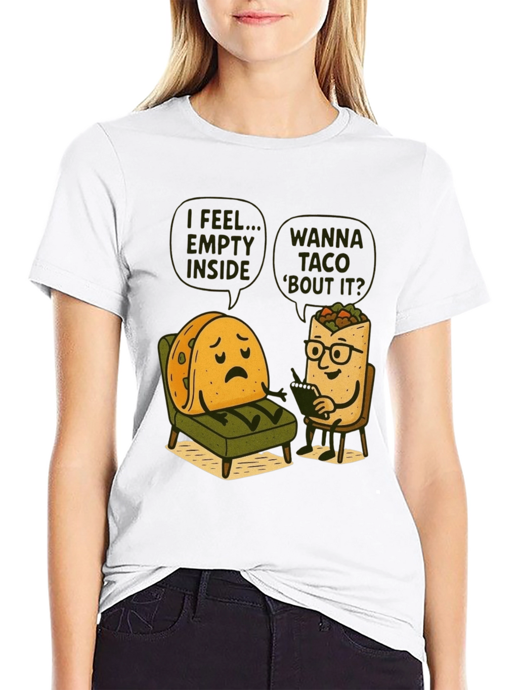 Funny Taco Therapy T-Shirt - Empty Inside