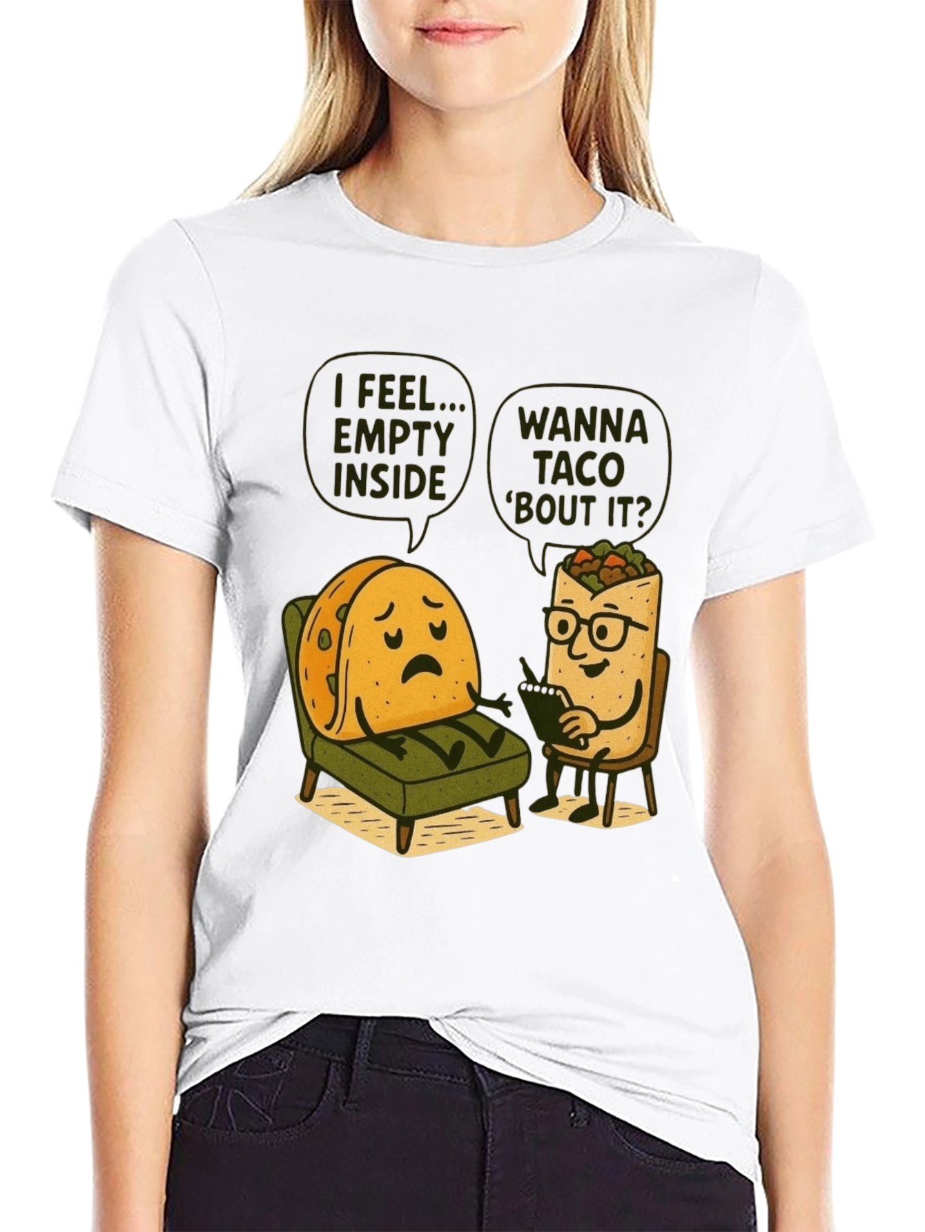Funny Taco Therapy T-Shirt - Empty Inside
