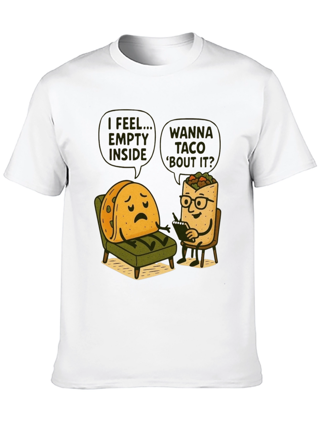 Funny Taco Therapy T-Shirt - Empty Inside