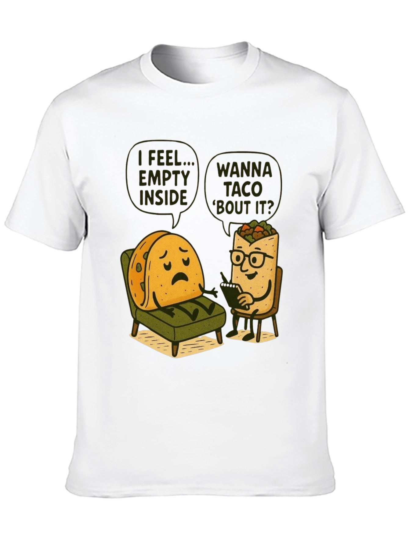 Funny Taco Therapy T-Shirt - Empty Inside