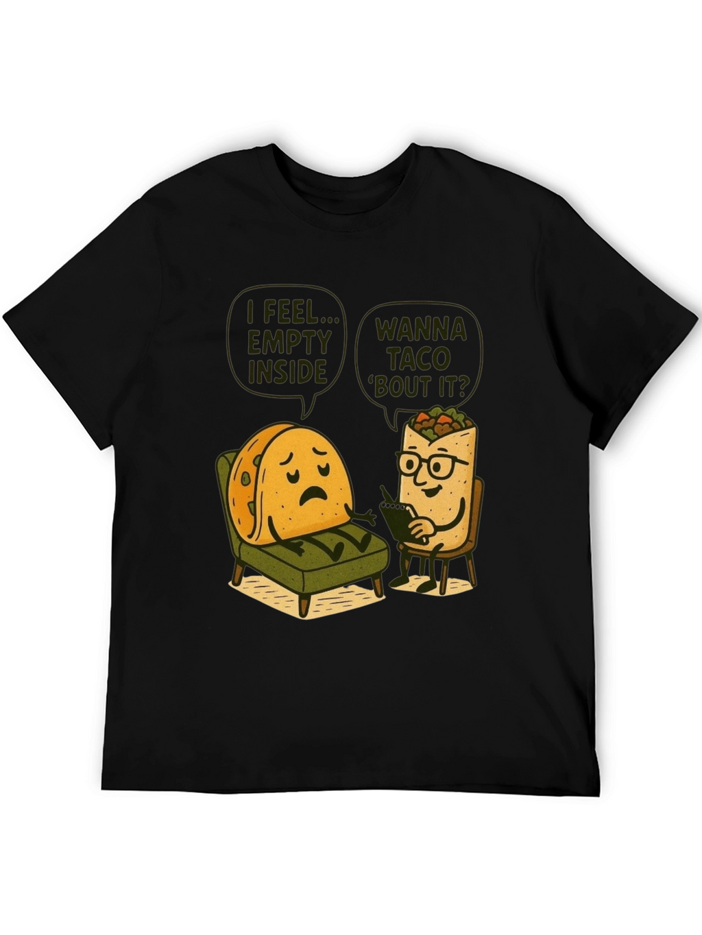 Funny Taco Therapy T-Shirt - Empty Inside