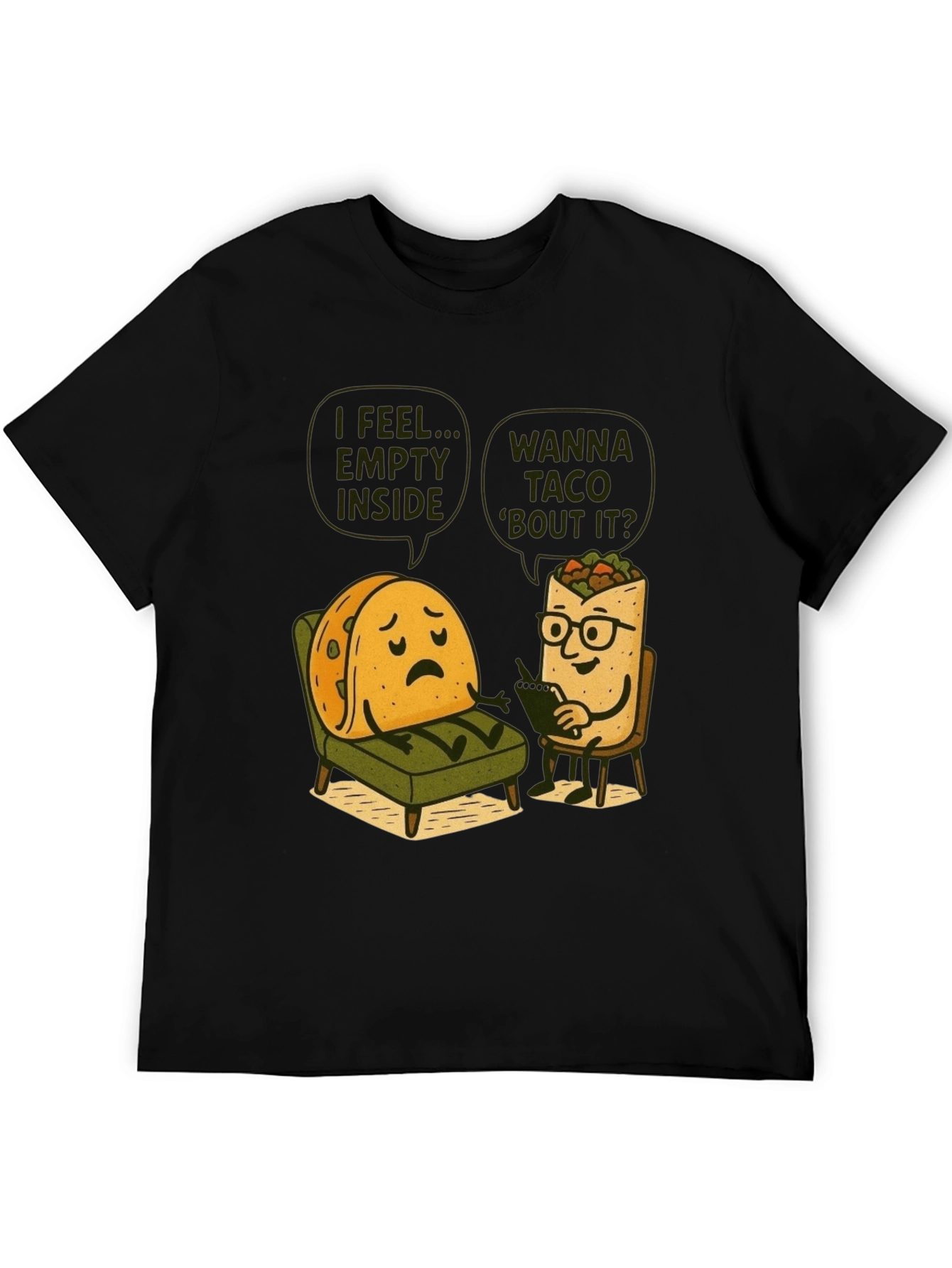 Funny Taco Therapy T-Shirt - Empty Inside