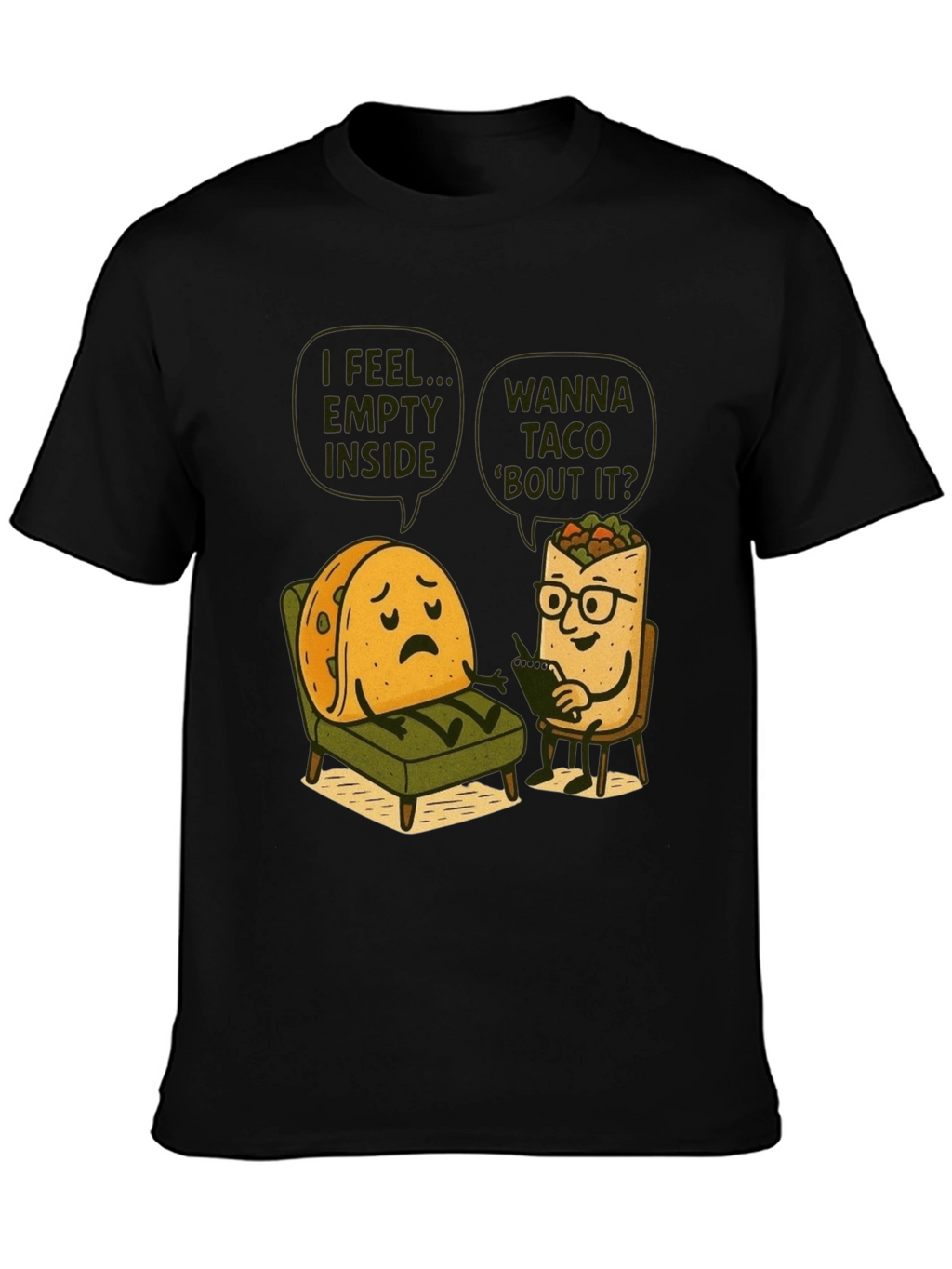 Funny Taco Therapy T-Shirt - Empty Inside