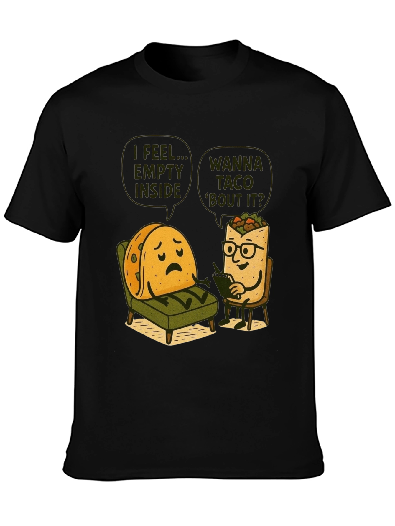 Funny Taco Therapy T-Shirt - Empty Inside
