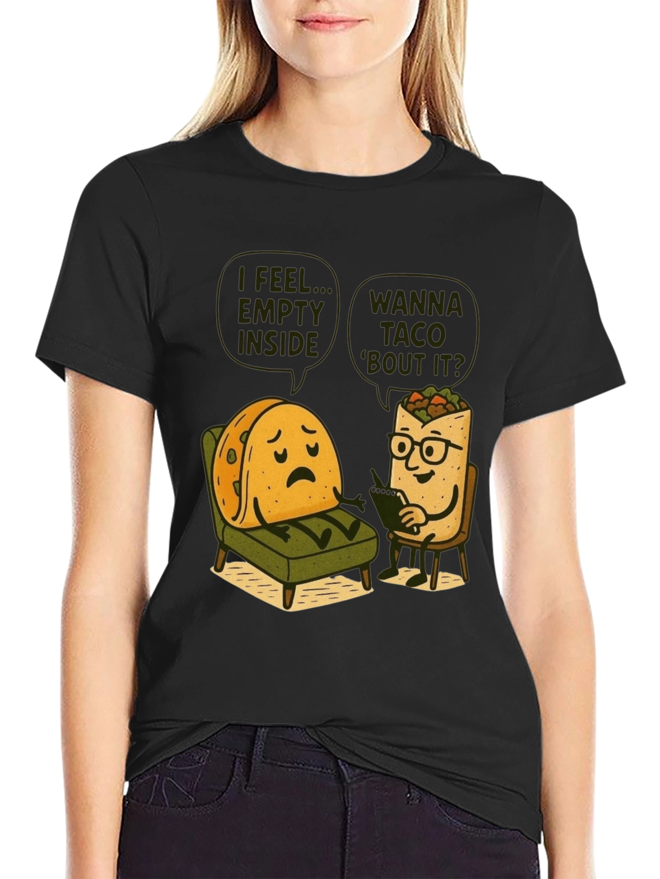 Funny Taco Therapy T-Shirt - Empty Inside
