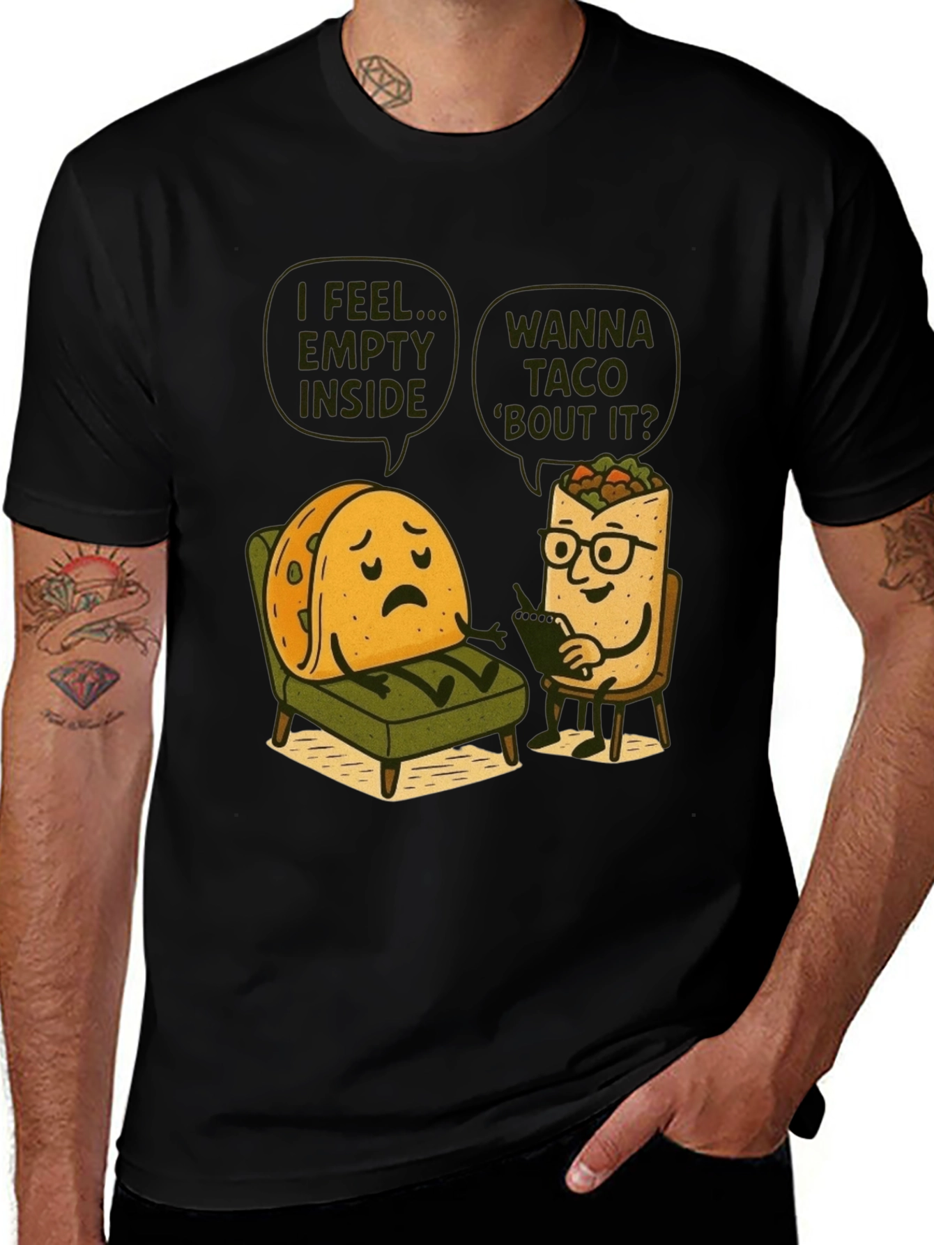 Funny Taco Therapy T-Shirt - Empty Inside