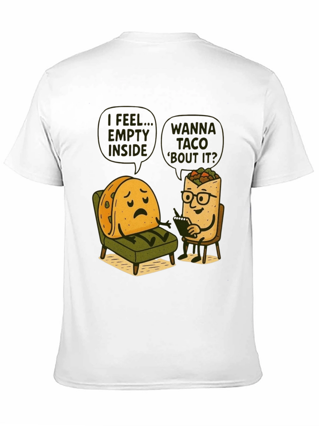 Funny Taco Therapy T-Shirt - Empty Inside