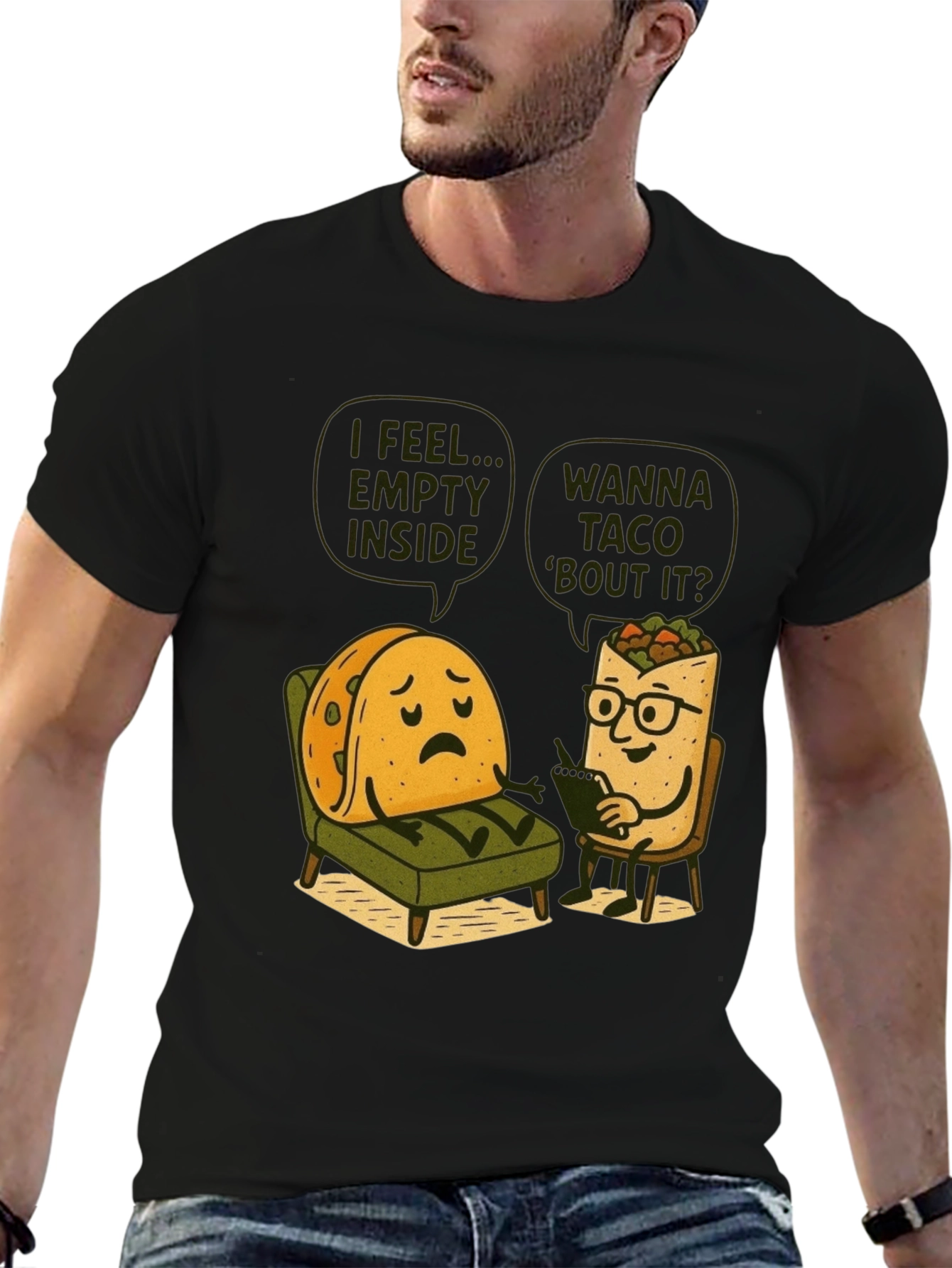 Funny Taco Therapy T-Shirt - Empty Inside