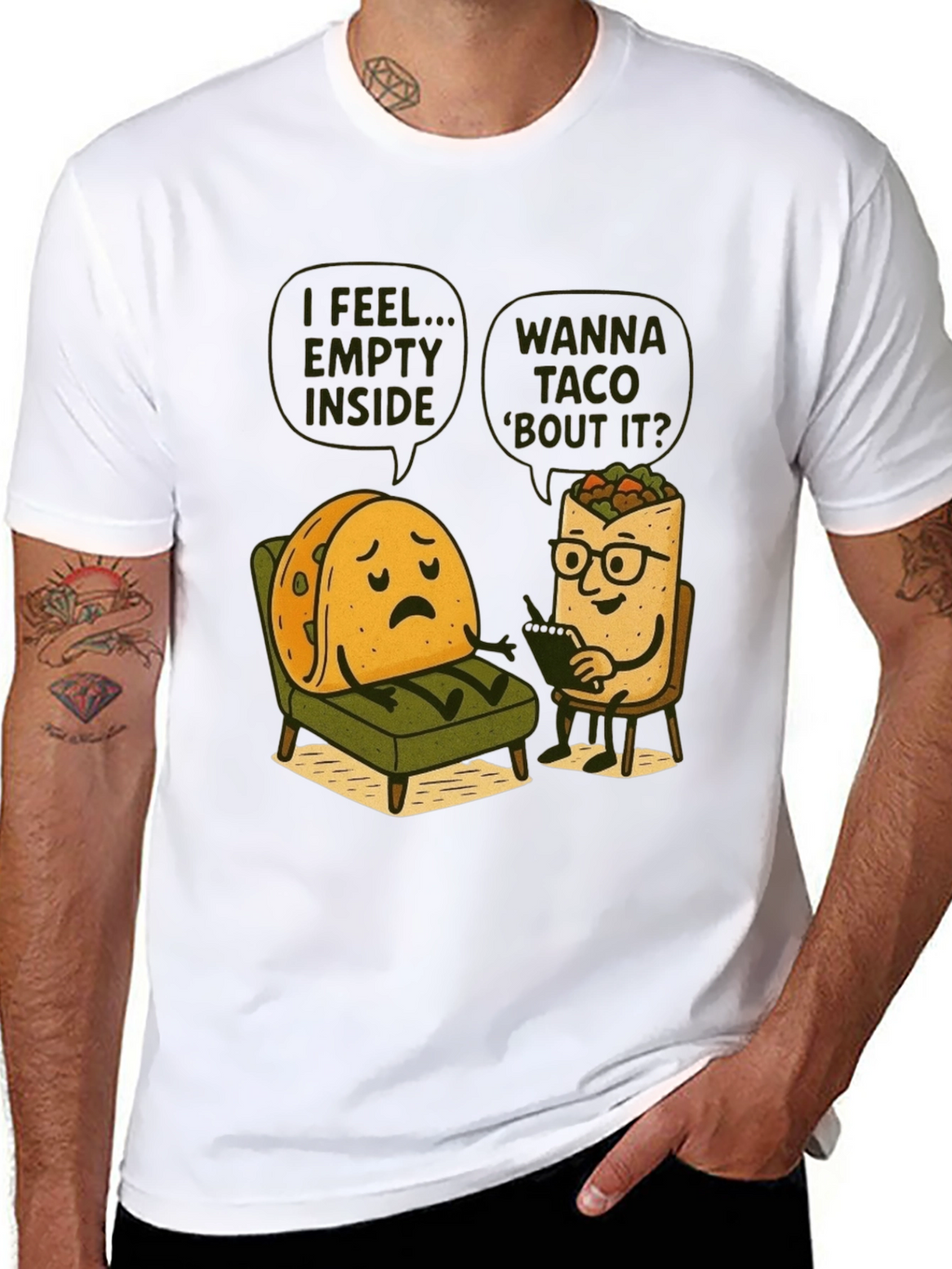 Funny Taco Therapy T-Shirt - Empty Inside