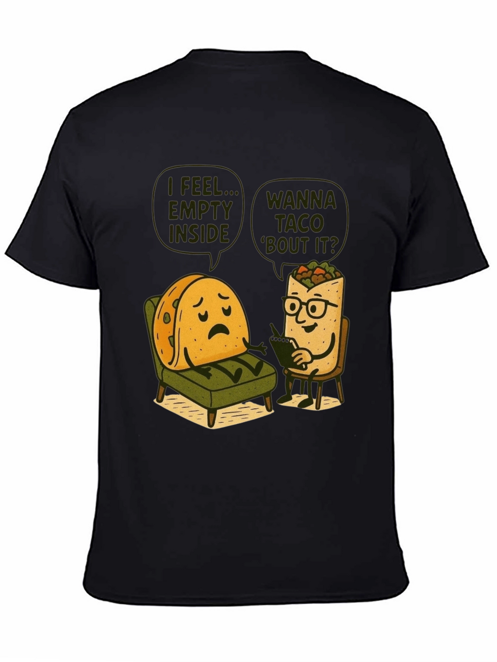 Funny Taco Therapy T-Shirt - Empty Inside
