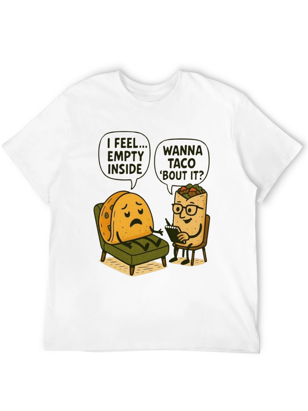 Funny Taco Therapy T-Shirt - Empty Inside