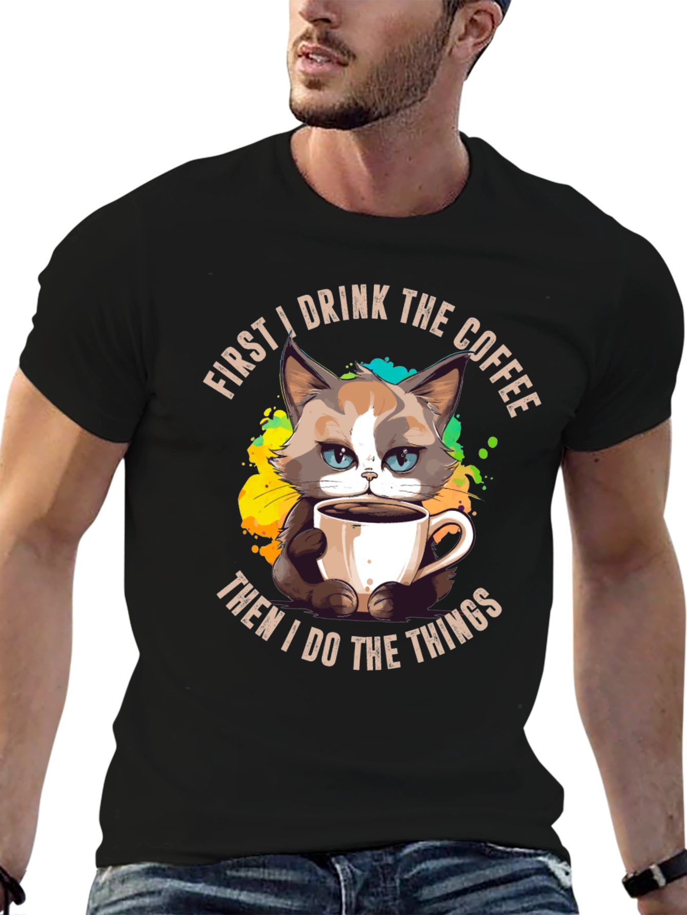 Funny Grumpy Cat Coffee T-Shirt