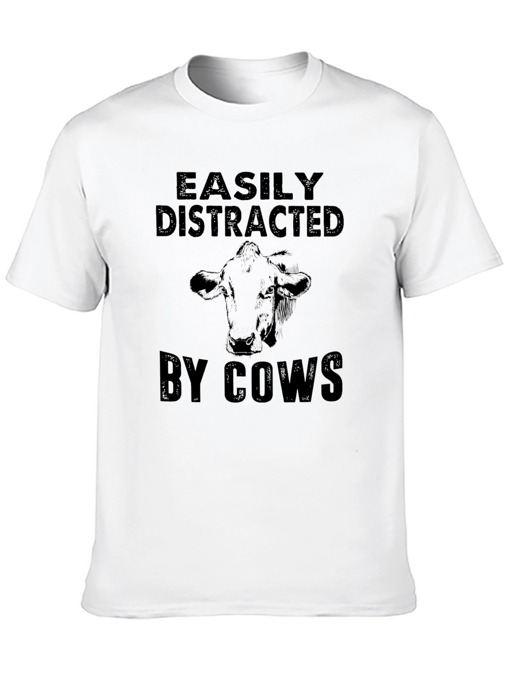 Easily Distracted By Cows Black Graphic Tee