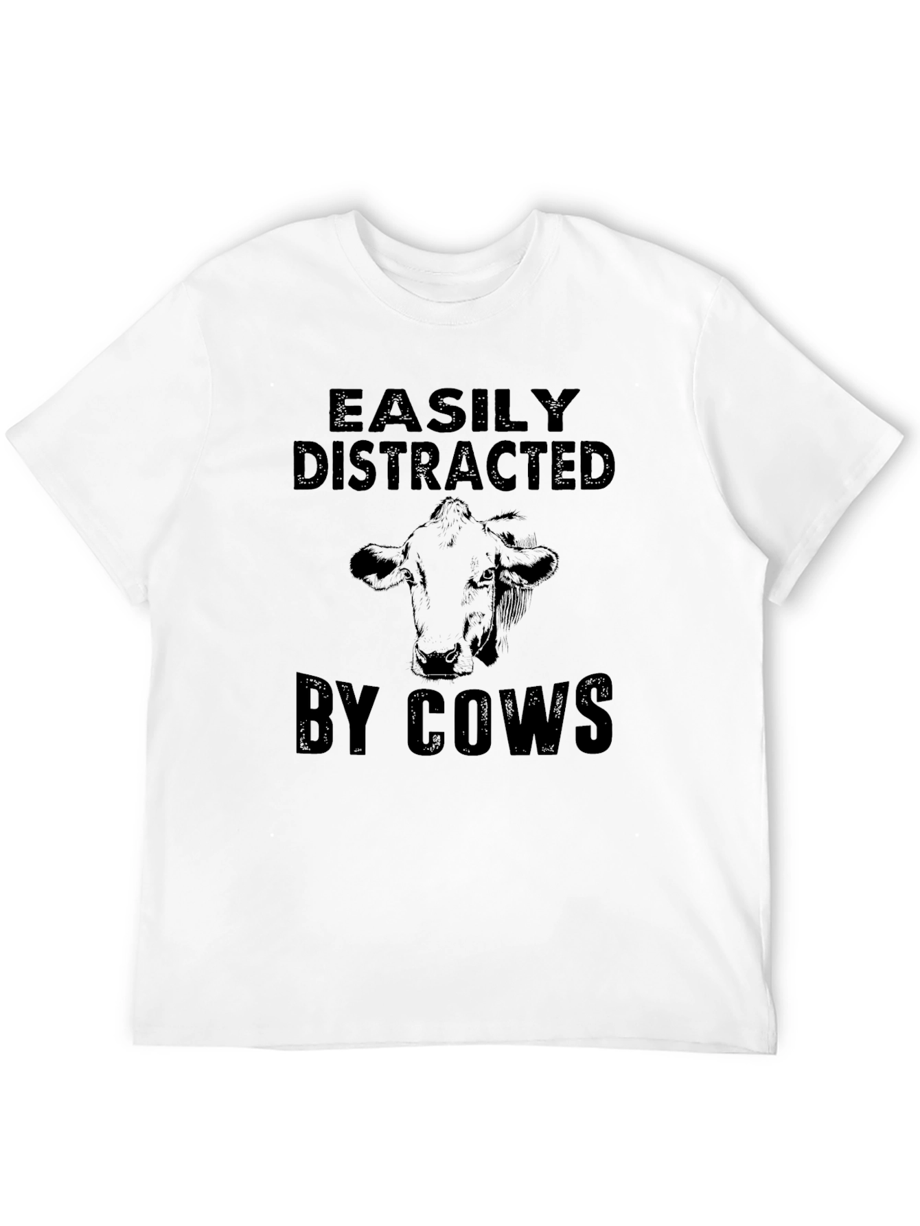 Easily Distracted By Cows Black Graphic Tee