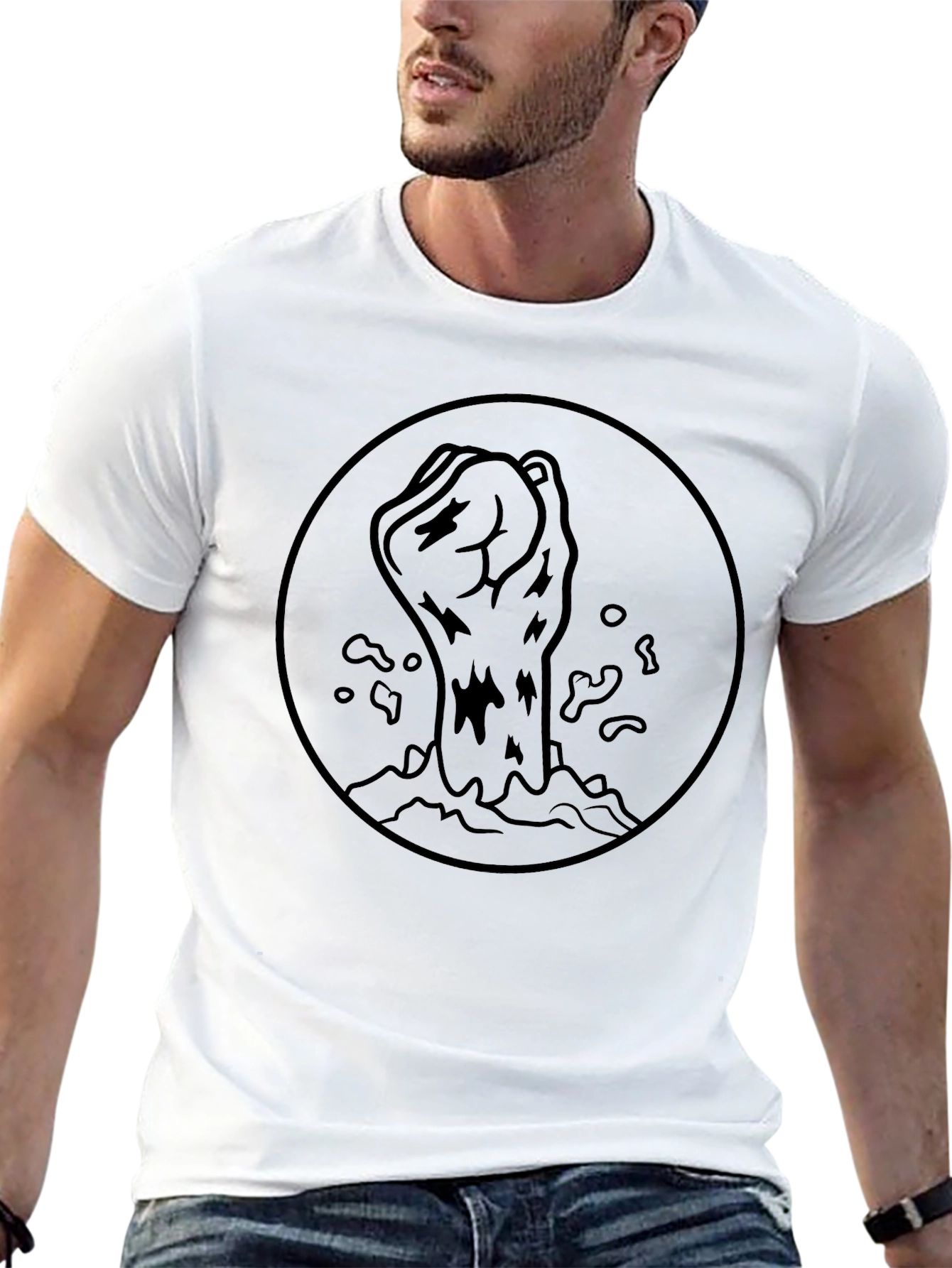 Rising Fist Graphic Tee - Black Cotton Blend