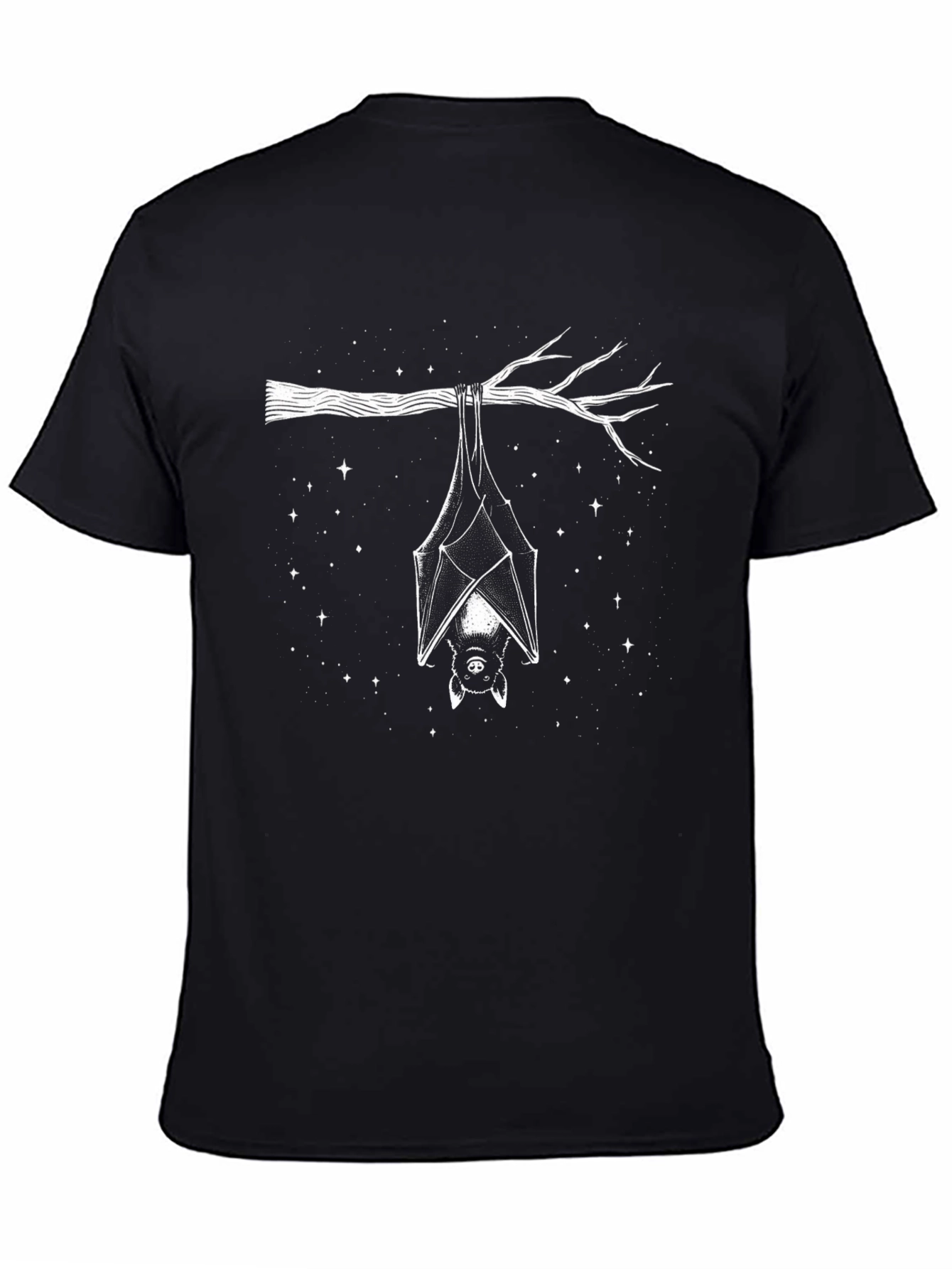 Bat Print Black T-Shirt - Hanging Bat Design