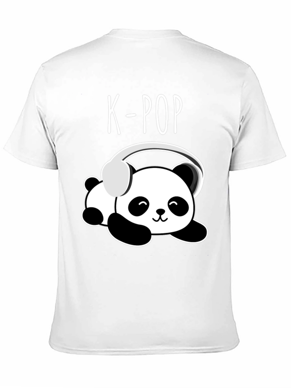 K-Pop Panda Headphone Graphic Black T-Shirt