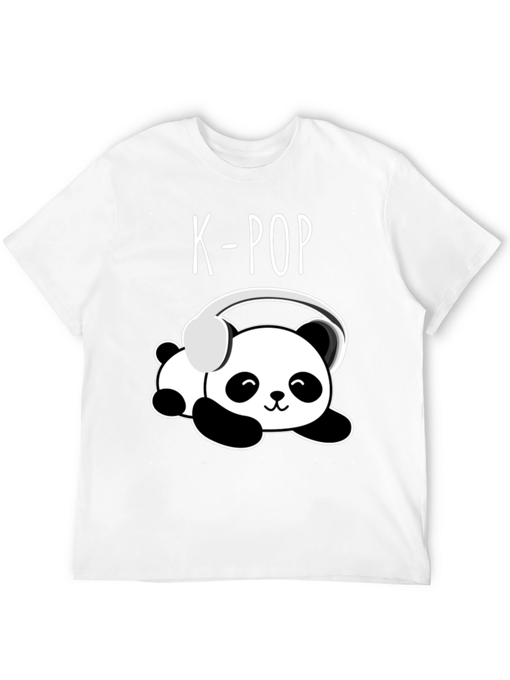 K-Pop Panda Headphone Graphic Black T-Shirt