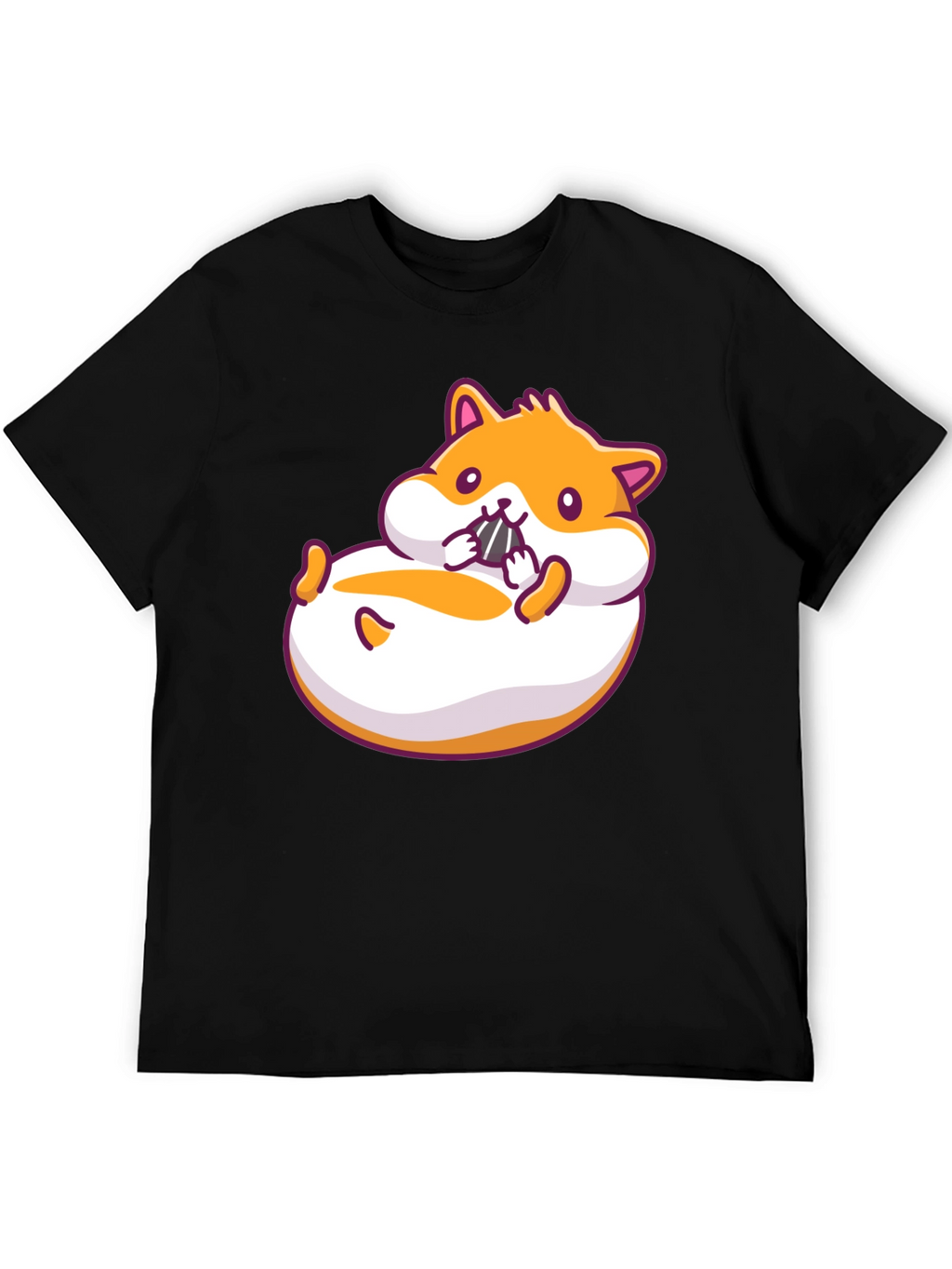 Hamster Cartoon Graphic Black T-Shirt
